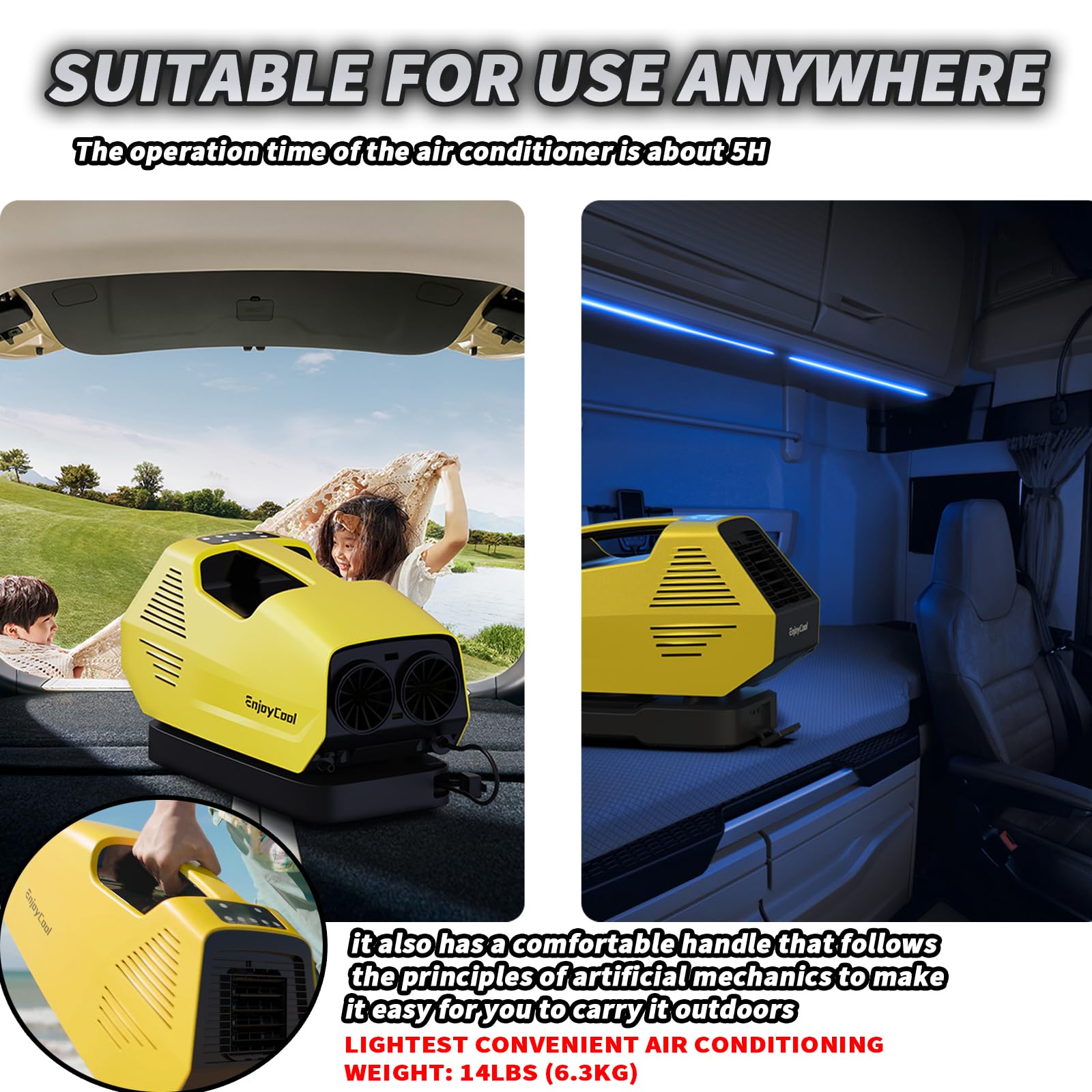 Portable Air Conditioner for RV, Van, Camping - 222W Low Power Cooling Unit for Outdoor, Fishing & Pet Use | Ideal for Summer Travels & Hot Weather Comfort