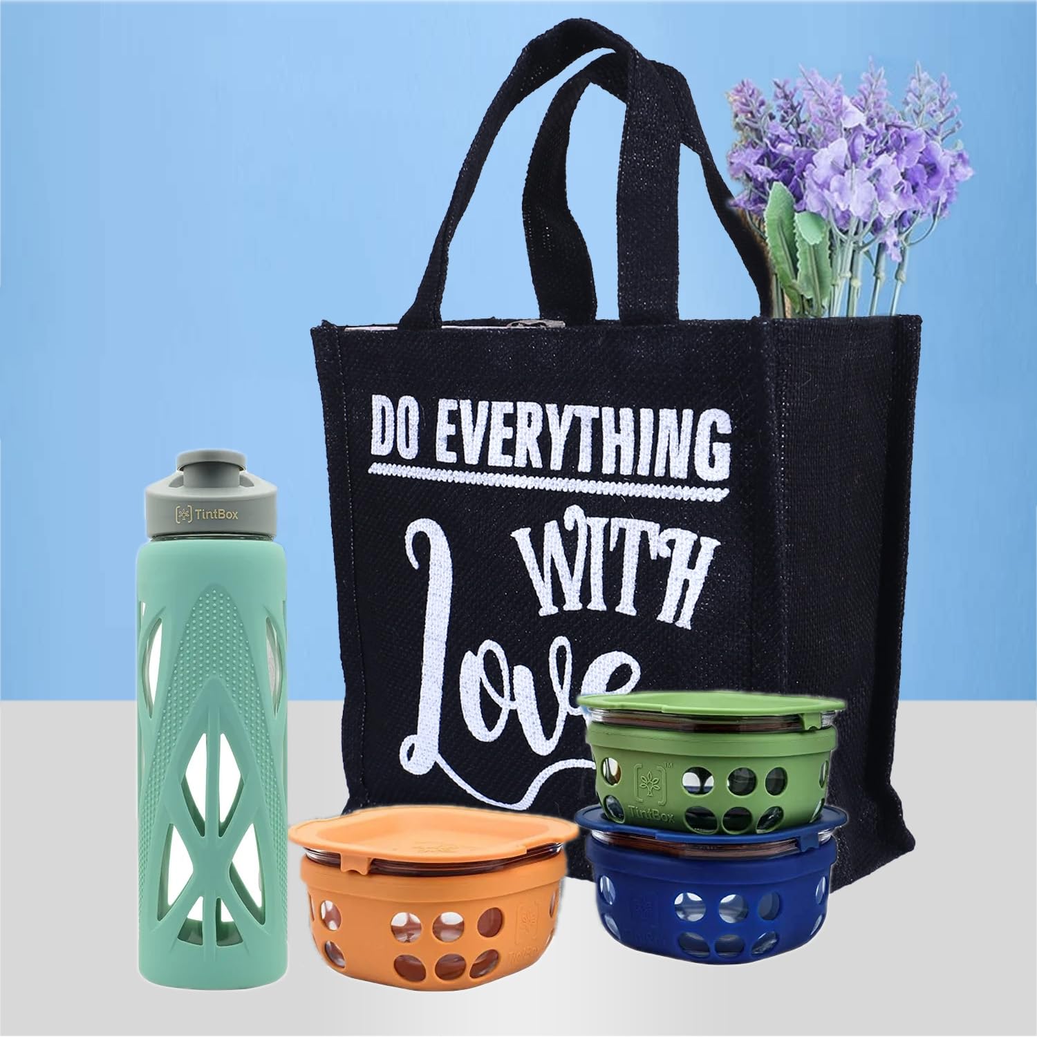 Kuber Industries Reusable Jute Lunch Bag with Handle - Eco-Friendly Office Lunch Tote for Work, School & Picnics - Pack of 3 Multi-Color Small Tiffin Bags