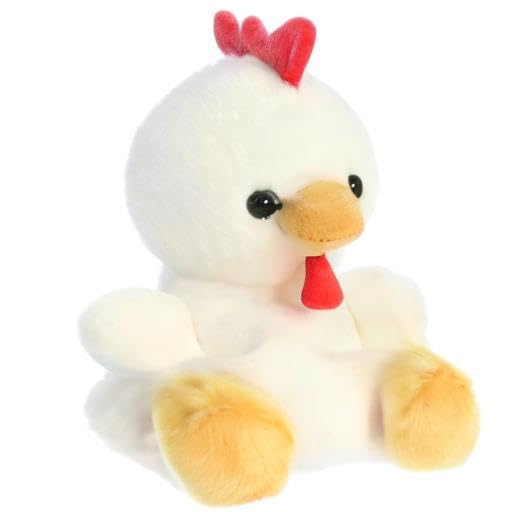 Aurora® Adorable Palm Pals™ Cooper Chicken™ Stuffed Animal - 5 Inch White Plush Toy for Kids | Pocket-Sized Collectible Gift for Birthdays & Travel | Cute Stress Relief Companion for Home, Office & Car