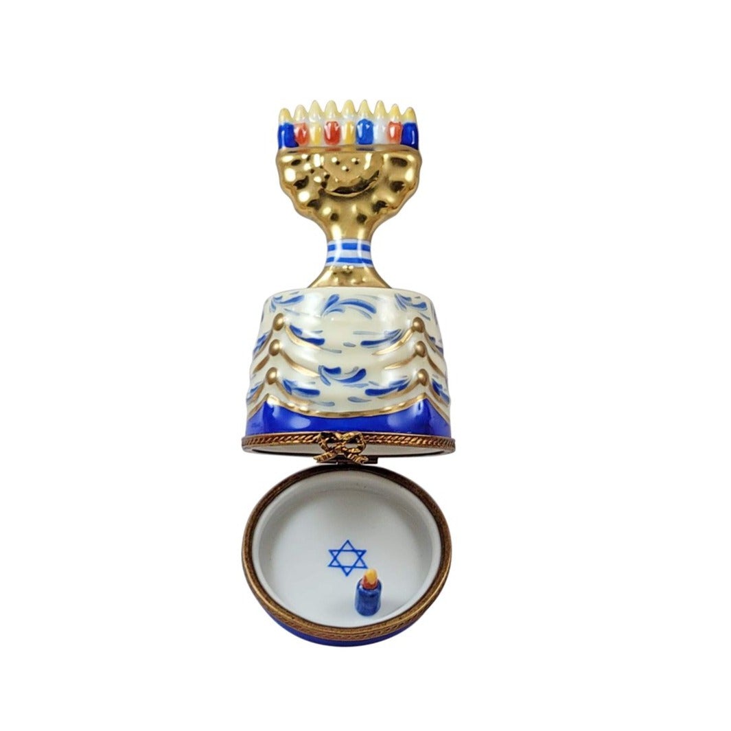 Elegant Hanukkah Menorah for Table - Handcrafted Limoges Porcelain - Perfect for Jewish Holidays & Home Decor