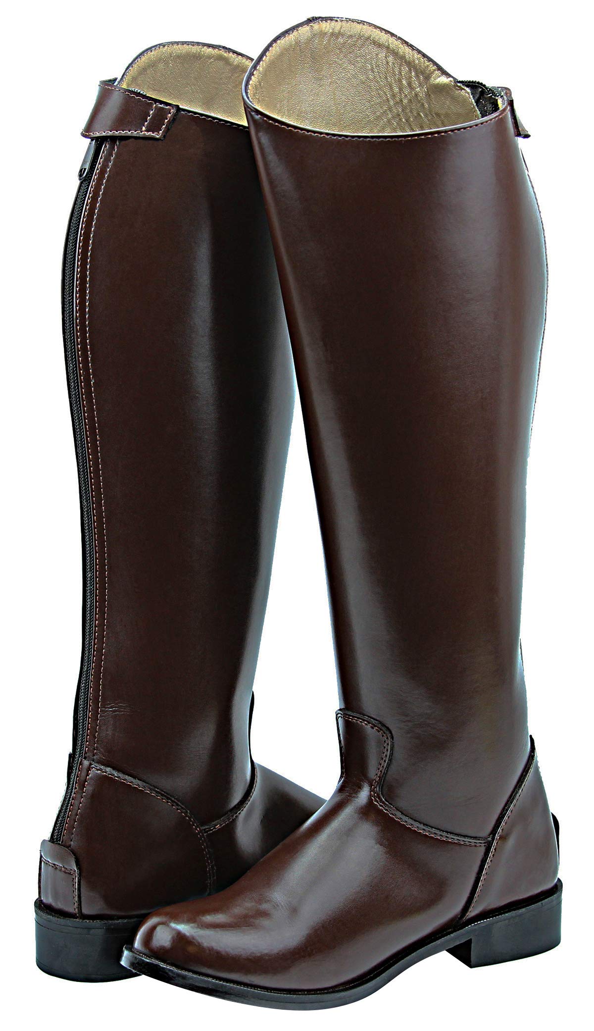Women's Equestrian Riding Boots - MB-3 Tall Horseback Riding Boots with Back Zipper, Brown Leather Mounted Police Patrol Boots for English & Western Riding, Horse Shows & Outdoor Activities