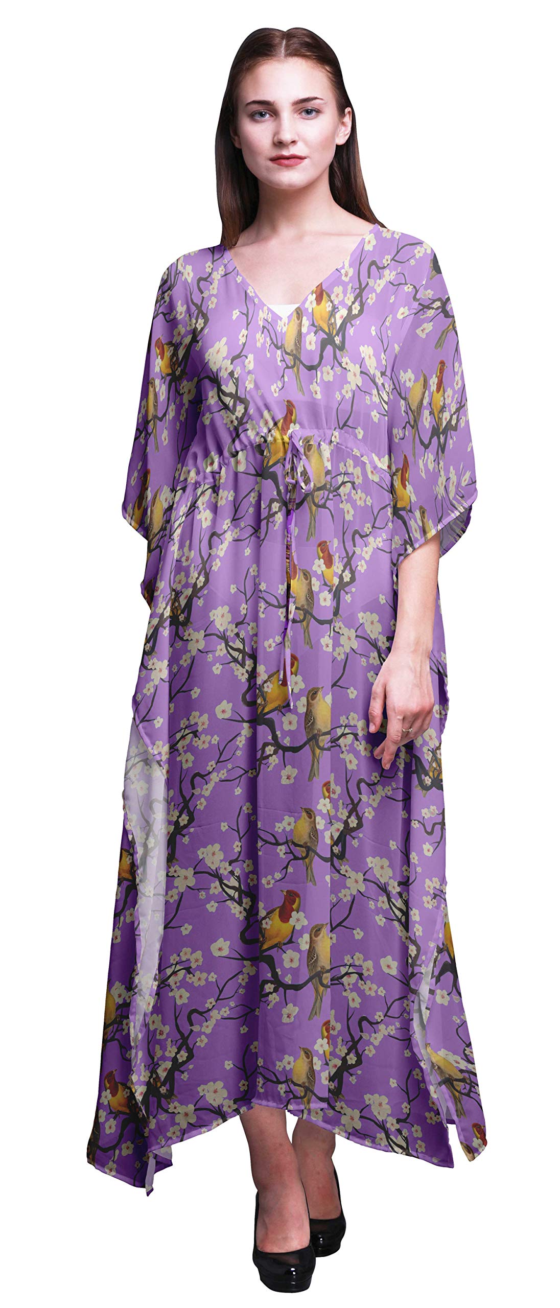 Bimba Beach Kaftan - Women's Flowy Maxi Dress Bikini Cover Up, Long Summer Kimono Caftan for Pool, Vacation & Boho Chic Outfits