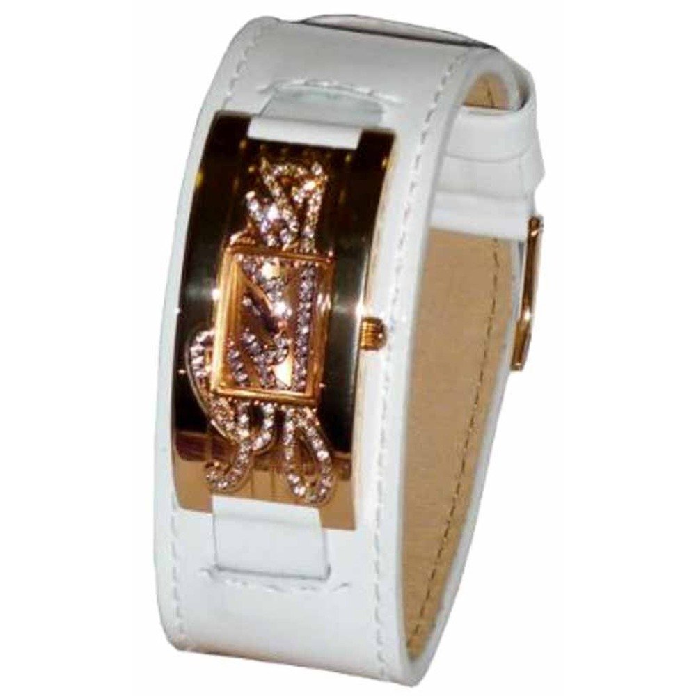 Guess Women's W10257L1 White Patent Leather Band Rose Gold Tone Watch - Elegant & Stylish Timepiece for Everyday Wear, Office & Special Occasions