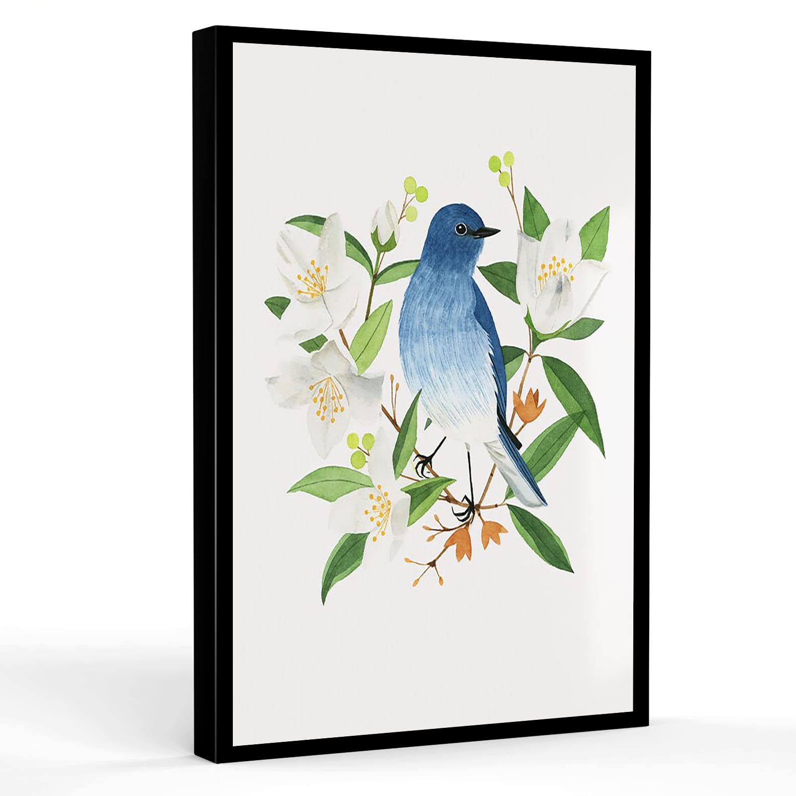 Rustic Canvas Wall Art 12x18 - Bird & Flowers for Living Room, Bedroom, Kitchen Decor