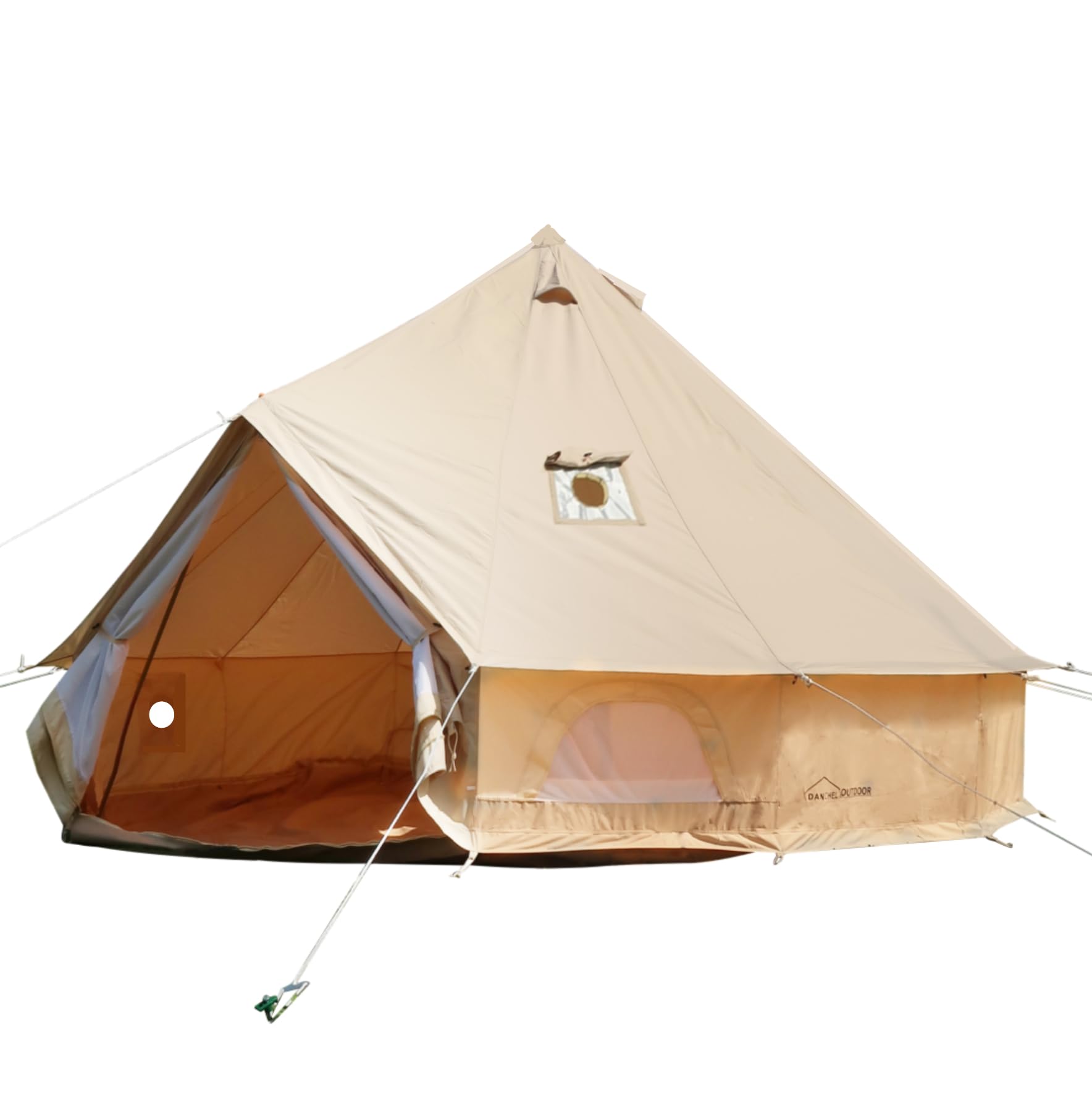 DANCHEL OUTDOOR B5PRO 4 Season Canvas Bell Tent with 2 Stove Jacks - Glamping Yurt Tent for All Year Living, 4/6/8 Person Large Hot Tent Camping, 13/16.4/20ft - Perfect for Family Camping, Outdoor Adventures, and Glamping Retreats