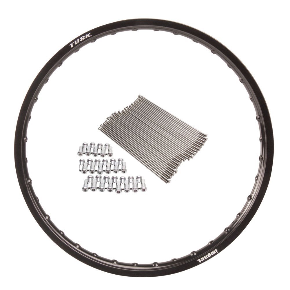 Tusk Impact Front Rim and Spoke Kit - 21 x 1.60 Black - Compatible with Husqvarna FE 250 (2014-2019) - Durable Off-Road Motorcycle Wheel Replacement for Trail Riding and Enduro Racing