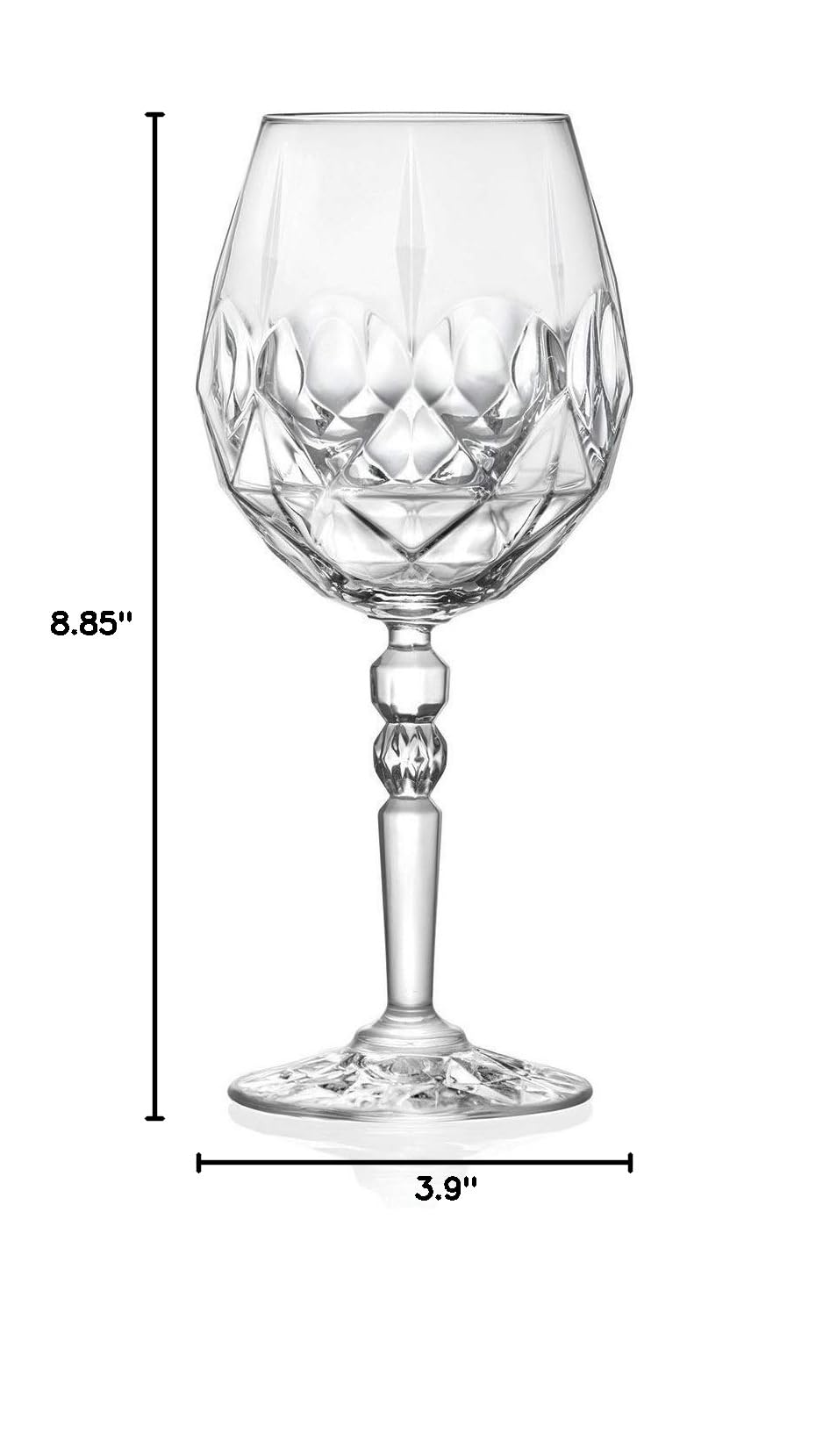 Premium Barksi Goblet Set of 6 - 20oz Elegant Stemmed Wine Glasses for Red Wine, Aperitif & Water - Crystal-Like European Glassware - Perfect for Dinner Parties, Weddings & Home Entertaining