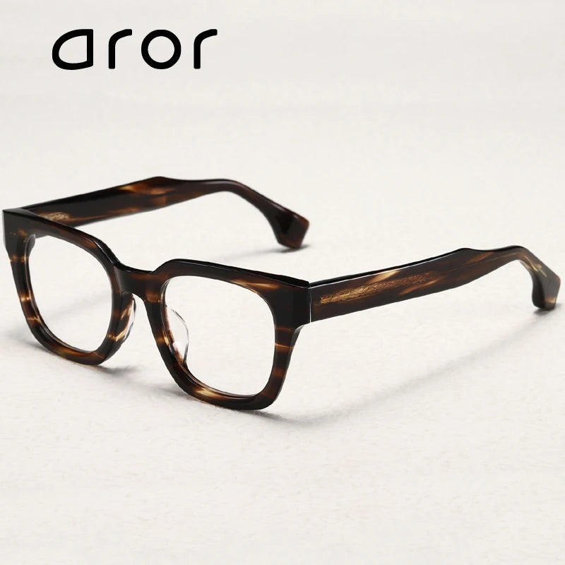 Aror Men's Full Rim Square Thick Acetate Eyeglasses 45572 - Stylish & Durable Frames for Work, Reading & Everyday Wear