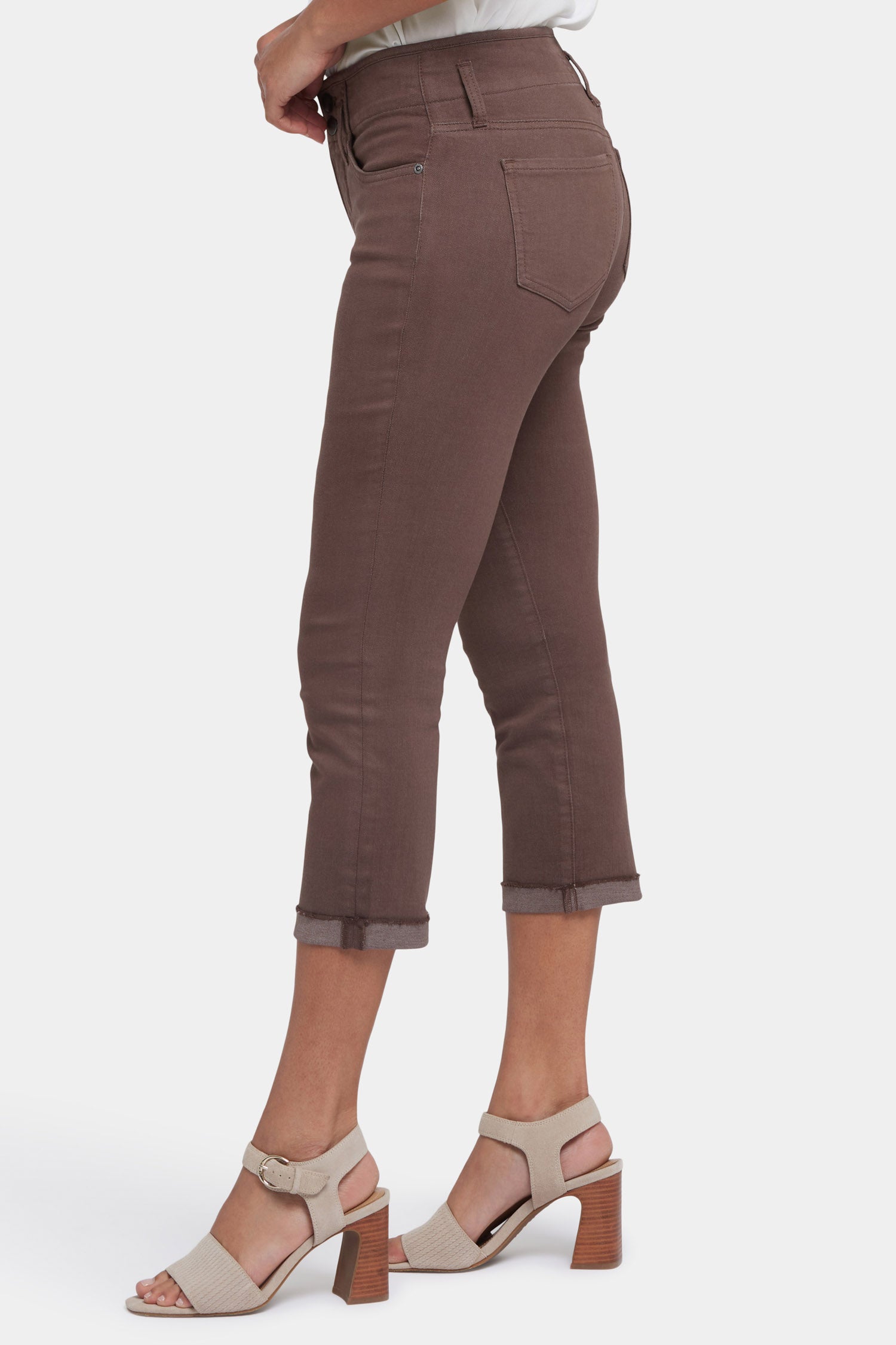 Chloe Capri Jeans for Women - High Waisted Stretch Denim Pants in Coffee Bean Color | Perfect for Casual Wear, Date Nights & Summer Outfits