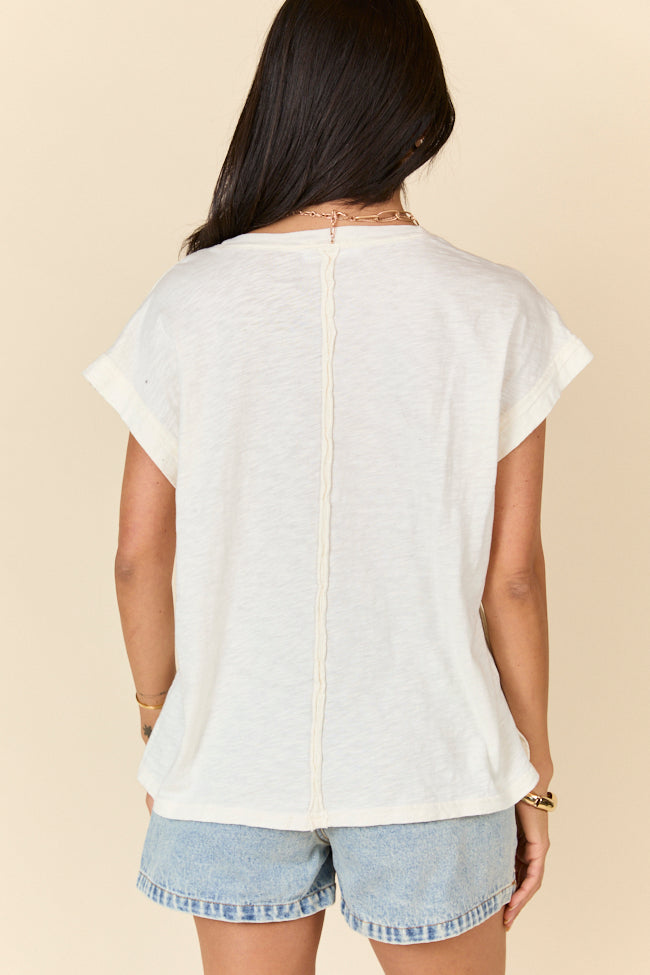 All Washed Up Ivory Knit Pocket Tee - Soft Cotton Casual T-Shirt for Men & Women | Perfect for Everyday Wear, Weekend Outfits and Layering