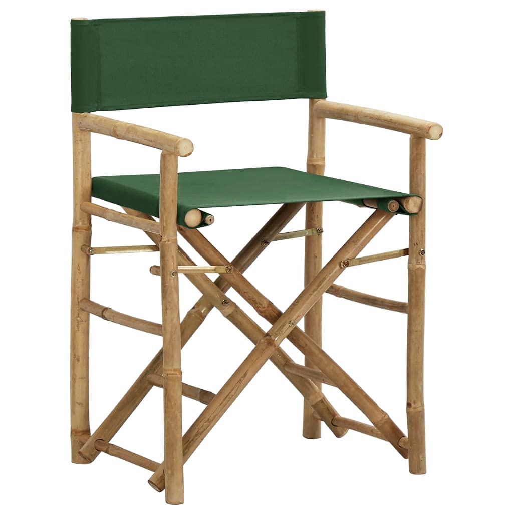 2-Pack Folding Director's Chairs - Bamboo Frame Outdoor Folding Chairs with Fabric Seat - Portable Foldable Armchairs for Camping, Beach, Poolside, Deck, and Patio Use - Quick Shipping from USA