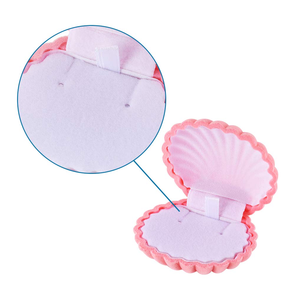 FASHEWELRY Pink Velvet Jewelry Gift Box - Elegant Shell-Shaped Ring & Earring Storage Case for Wedding, Valentine's Day, Birthday, Anniversary - Perfect for Jewelry Presentation & Special Occasion Gifting