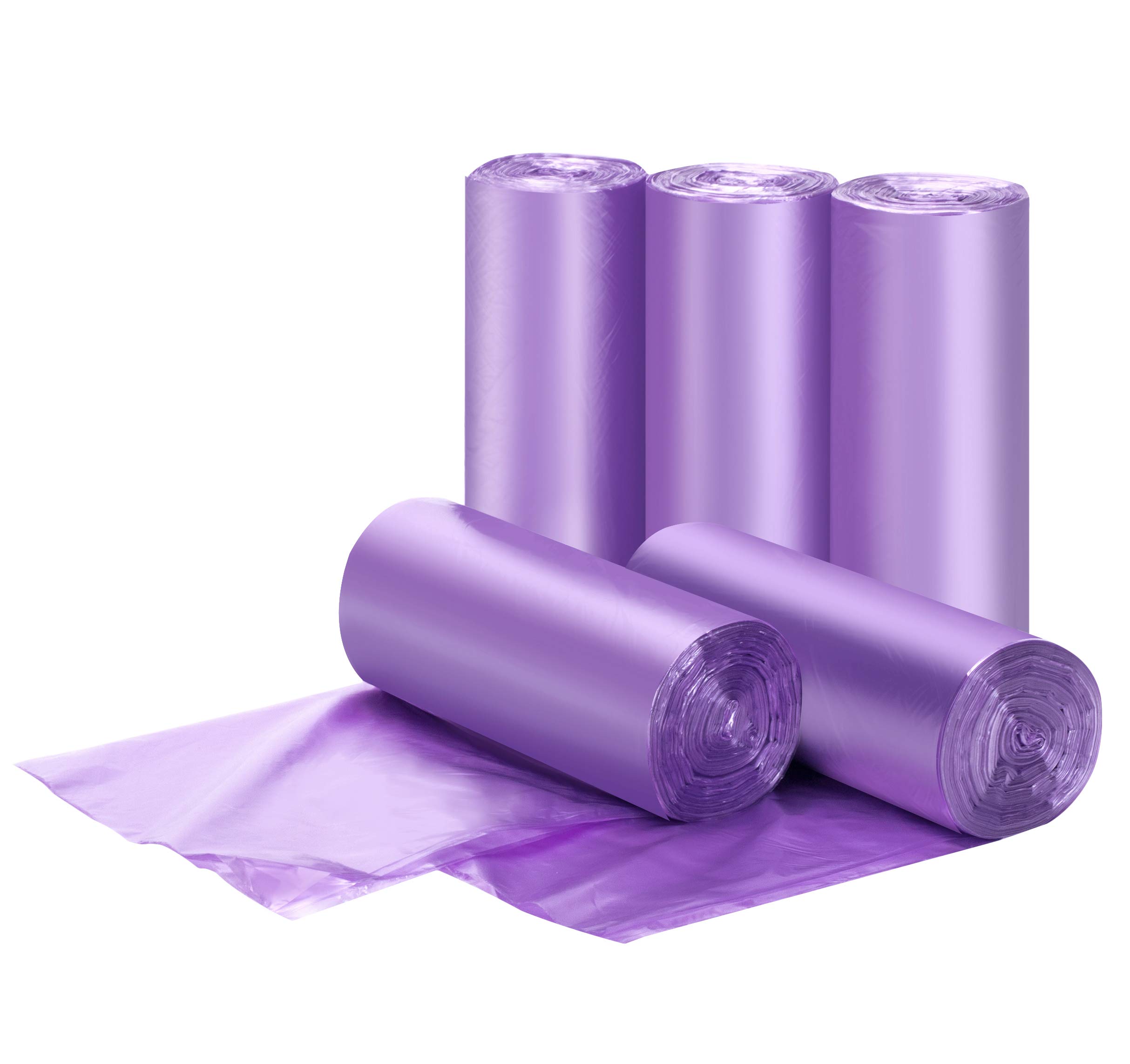 **Purple Small Trash Bags - 1.2 Gallon (5 Rolls, 200 Count) | 5 Liter Garbage Bags for Bathroom, Home & Office | Perfect for Small Trash Cans, Diaper Pails & Desk Bins**