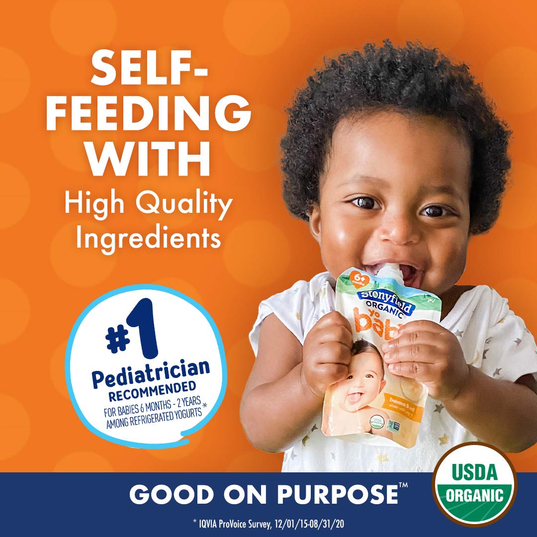 Organic YoBaby Whole Milk Peach & Oat Yogurt Pouches for Babies 6+ Months - 3.4 oz (4 Pack) | Healthy Snack for Toddlers | Perfect for On-the-Go, Daycare & Lunchboxes