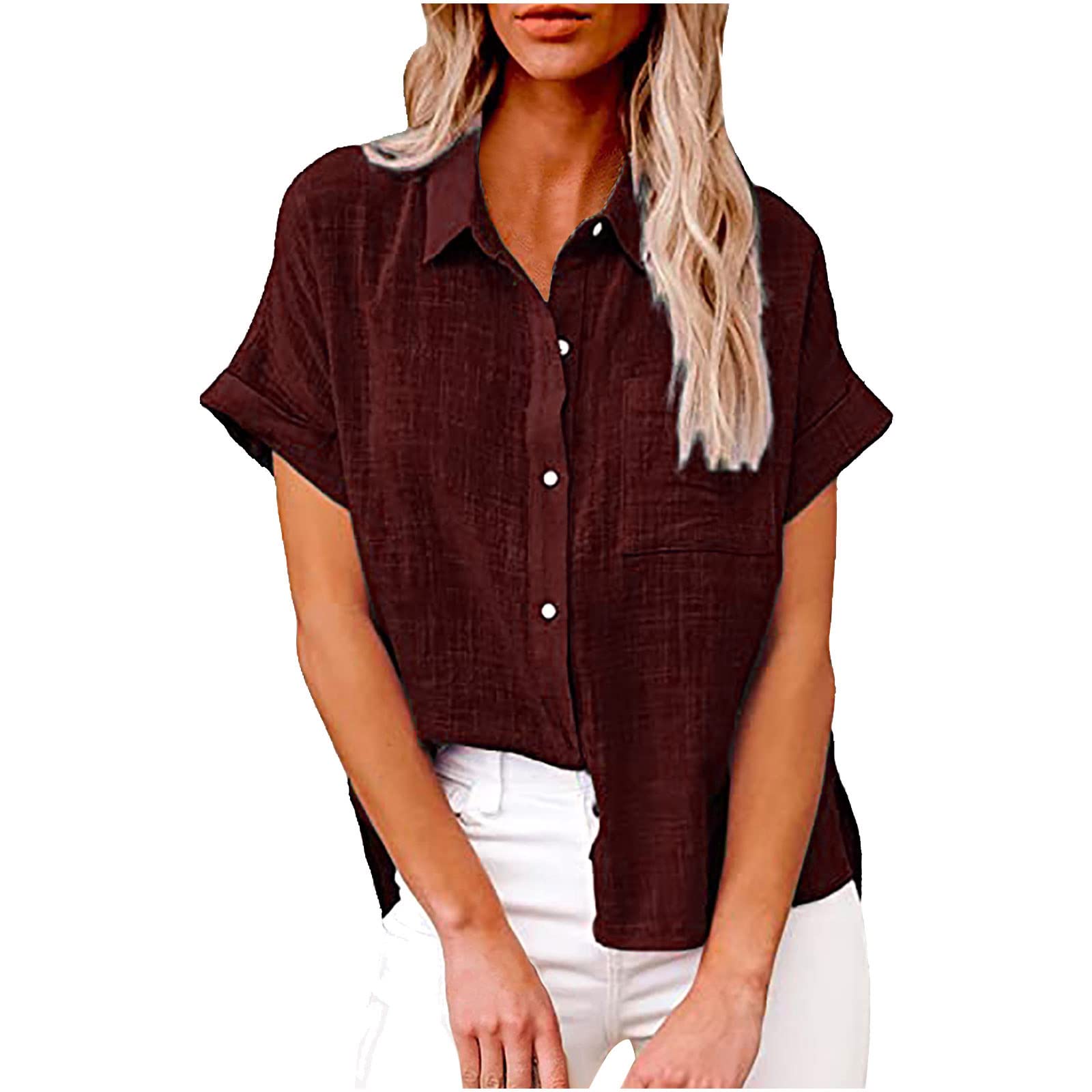 Women's Cotton Linen Button Down Shirt - Long Sleeve Collared Work Blouse for Office & Casual Wear | Breathable Comfort Top for Business, Travel & Everyday Outfits