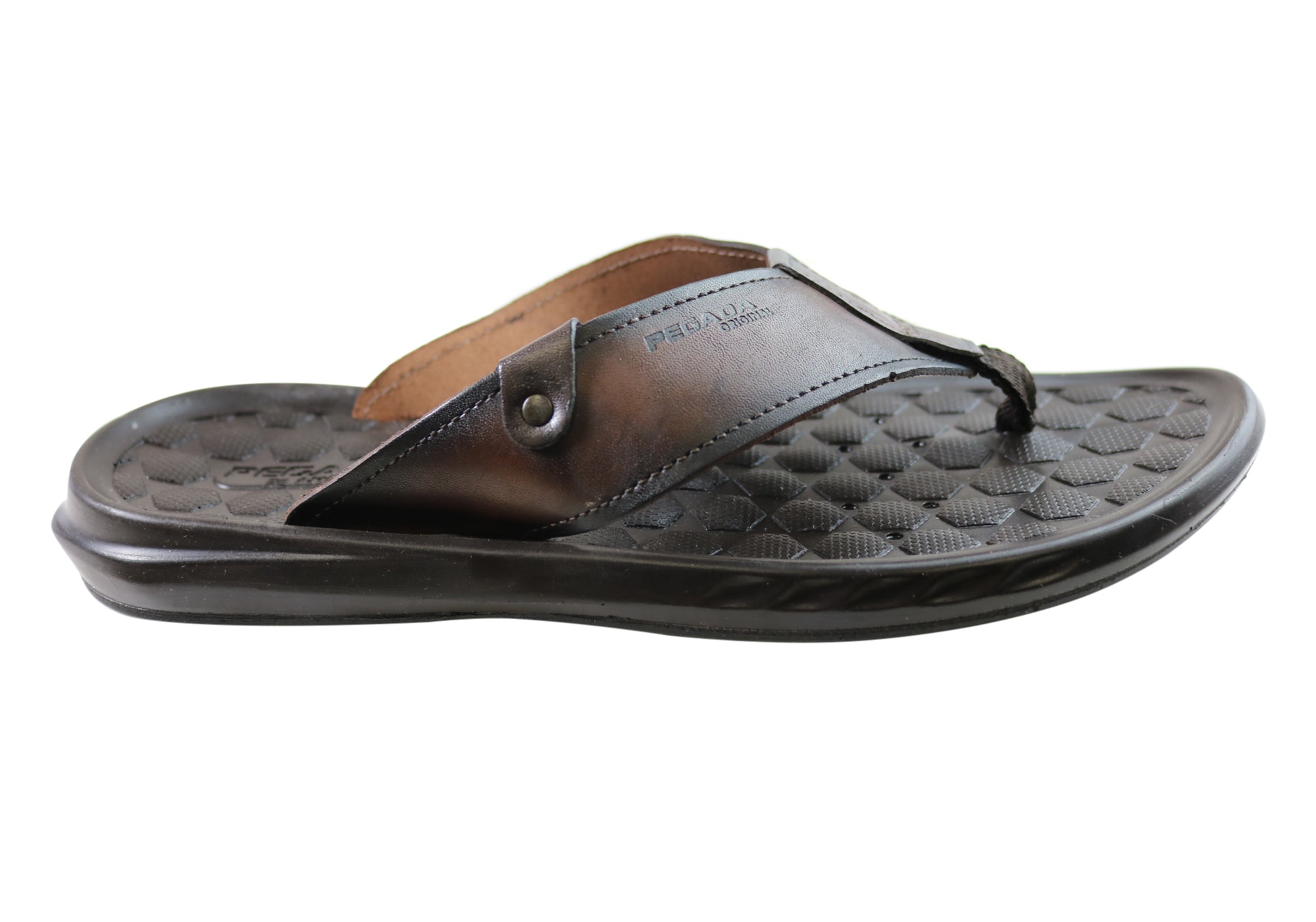 Pegada York Men's Leather Comfortable Thongs Sandals - Handmade in Brazil - Perfect for Beach, Pool & Summer Casual Wear