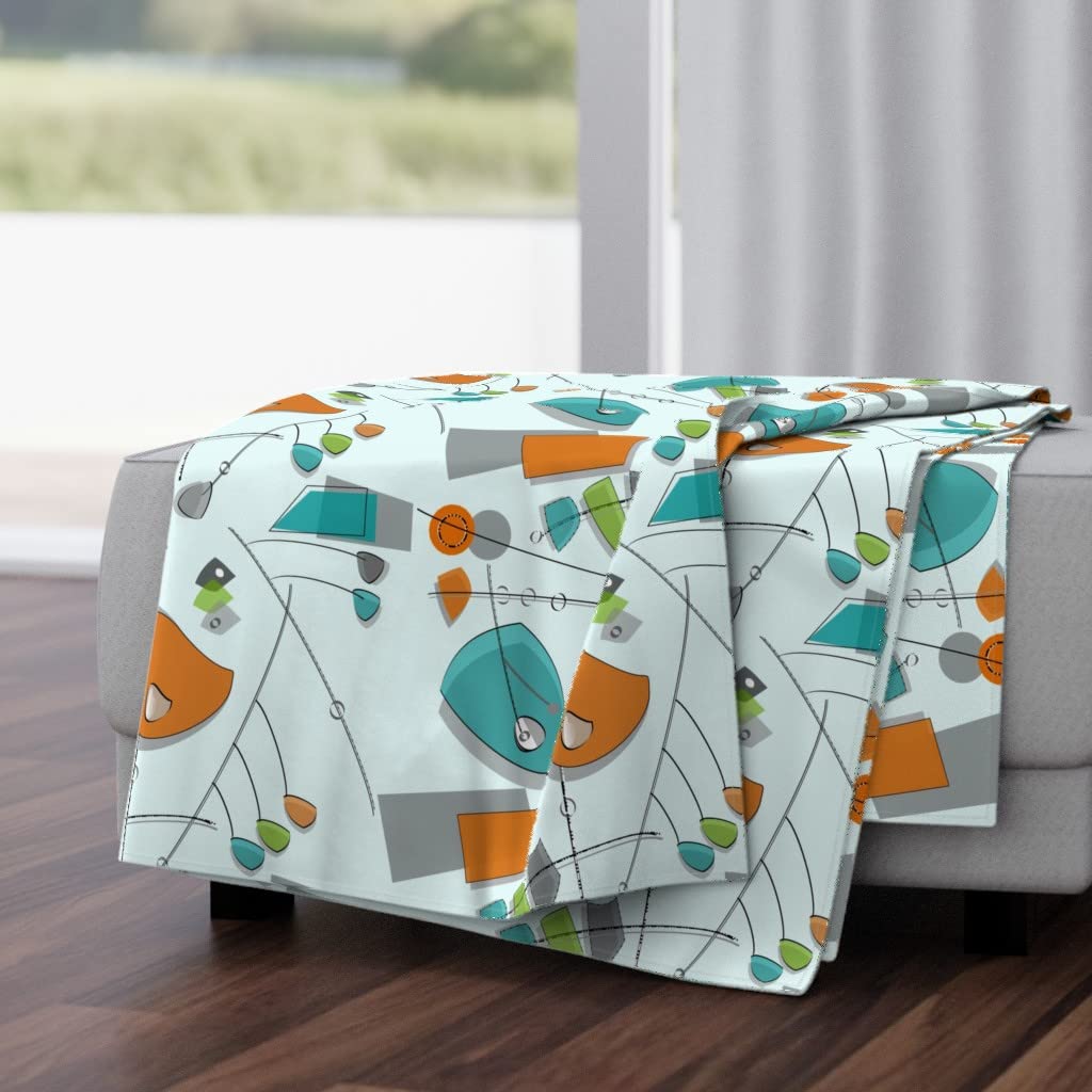 Luxe Velvet Throw Blanket 50x70 Inches - Vintage Mid Century Modern Atomic Print | Soft Cozy Blanket for Couch, Bed & Home Decor | Kinetics Retro Inspired Design