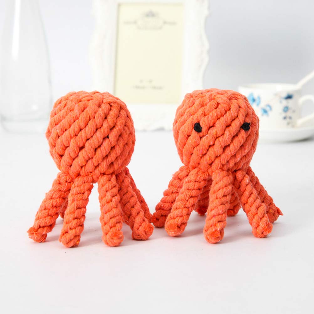 ABOOFAN Funny Cotton Rope Octopus Chew Toy for Dogs & Cats - Durable Teething Puppy Toy, Interactive Pet Play Toy (Orange) - Perfect for Puppy Teething Relief, Training Rewards & Party Favors