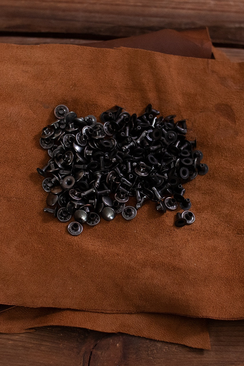 Iron Hollow Rivets KØ9.2 x L8.0mm - Heavy Duty Anthracite Fasteners for Leather Craft, DIY Projects & Industrial Applications
