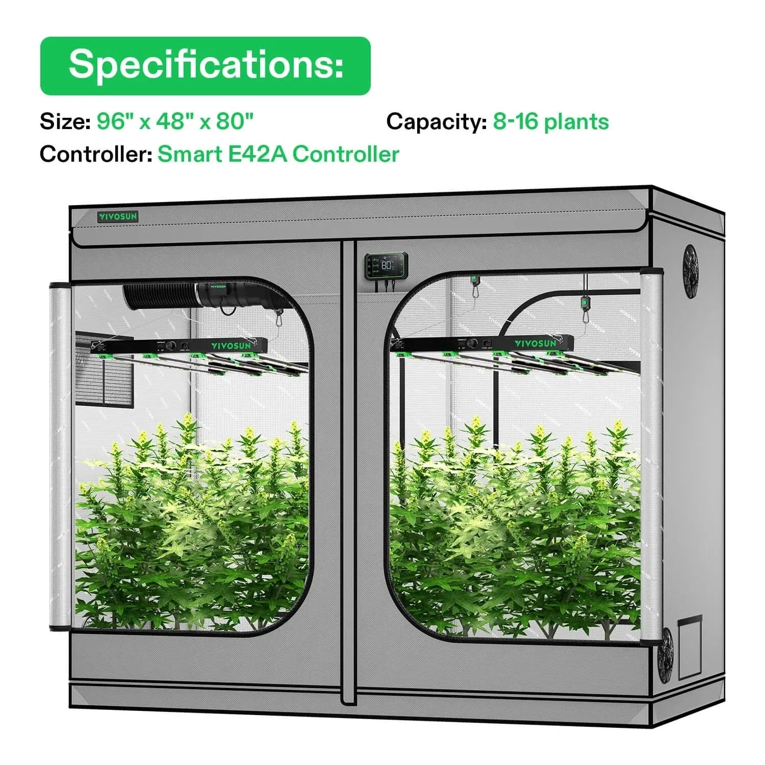 Vivosun Smart Gray Grow Tent Kit for 8 Plants | 4' x 8' Indoor Hydroponic System - Perfect for Home Gardening, Seed Starting & Plant Cultivation