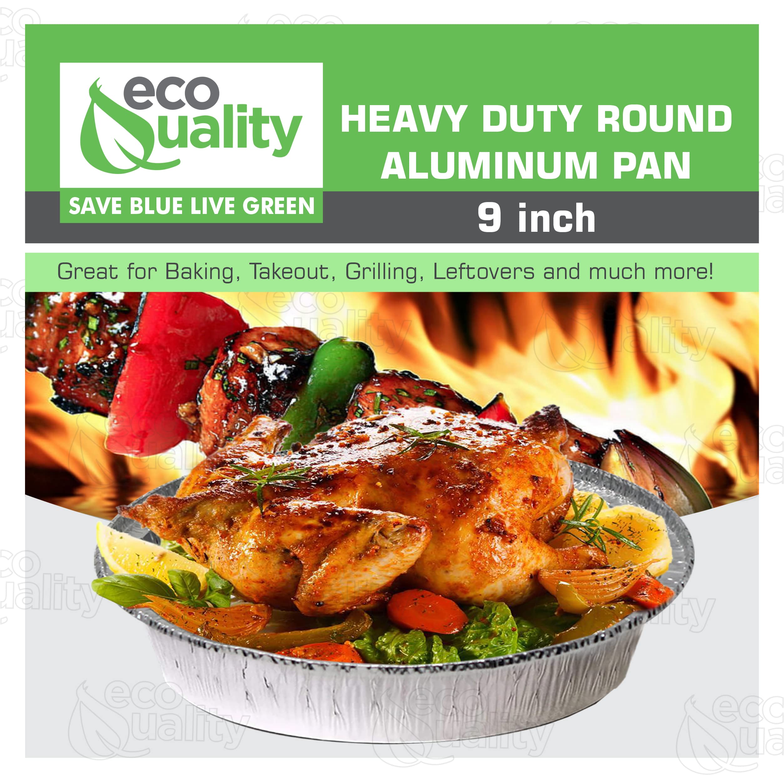 EcoQuality 500 Pack 9 Inch Disposable Round Aluminum Foil Pans - Premium Takeout Containers for Baking, Cooking, Catering - Perfect for Restaurants, Parties, Picnics & Meal Prep (No Lids Included)