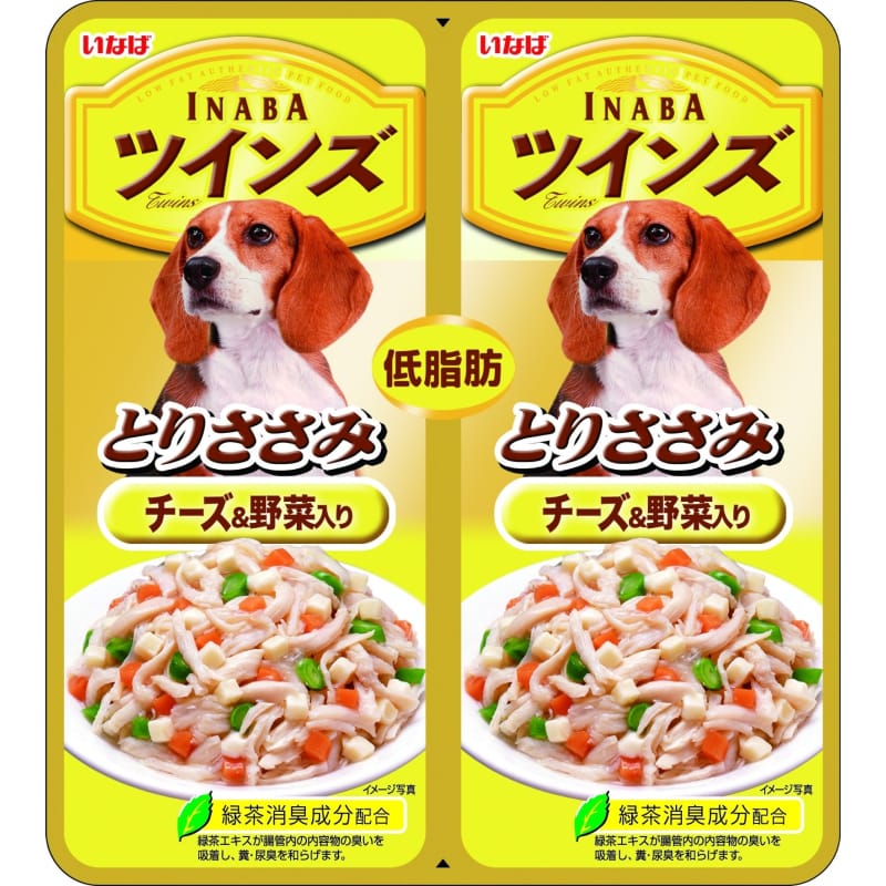 Premium Inaba Twin Pouch Chicken Fillet with Cheese & Vegetables in Jelly - Grain-Free Wet Dog Food (80g) - High Protein Meal Topper or Tasty Treat for Small & Medium Dogs