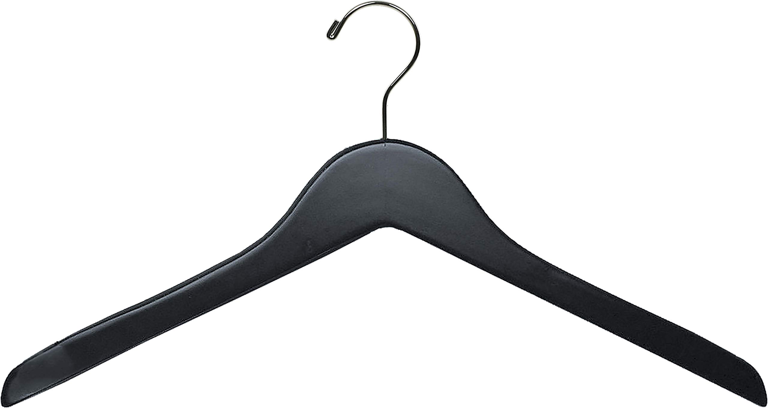 Space Saving Black Rubberized Wooden Hangers - 100 Pack with Chrome Swivel Hook & Notch Design for Straps | Durable Flat Rubber Coated Clothes Hangers by The Great American Hanger Company | Perfect for Closet Organization, Retail Stores & Travel Packing