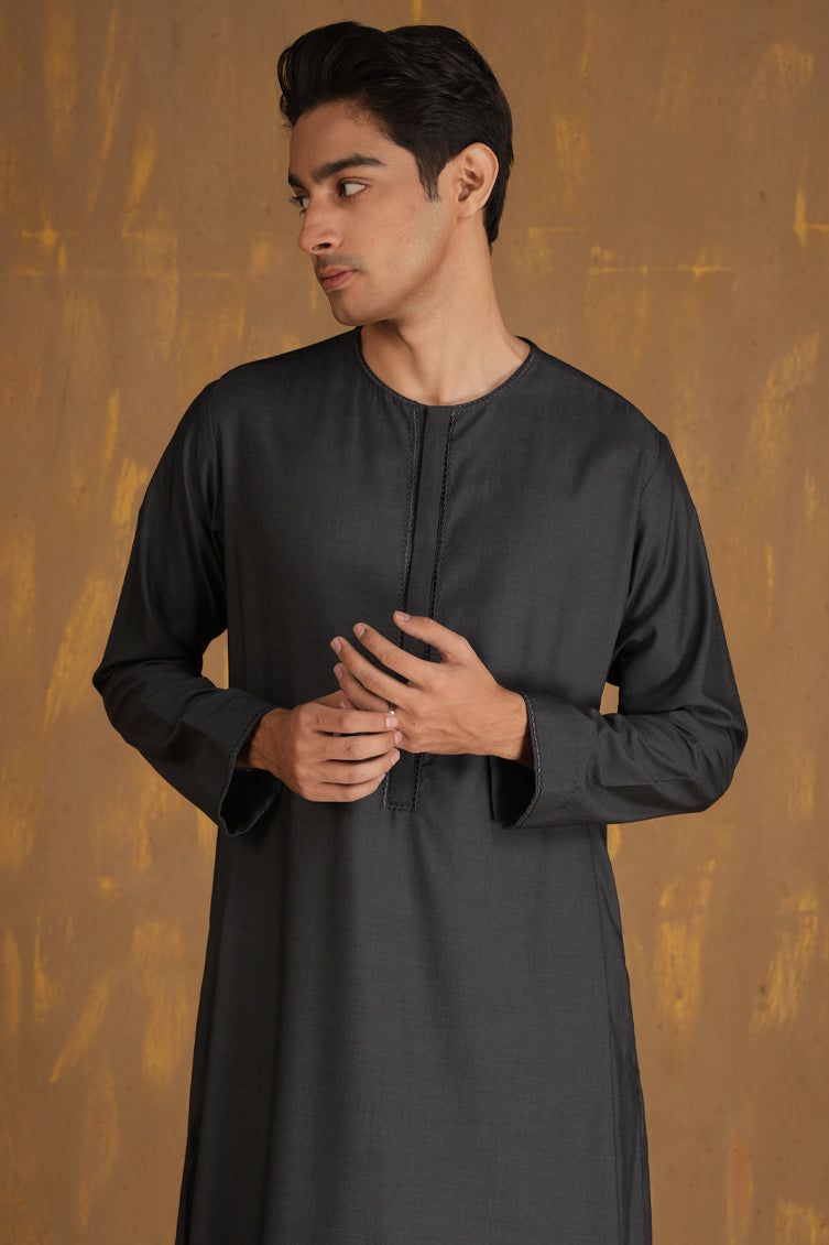 Premium Blended Grey Jubba by J. Junaid Jamshed - Elegant Islamic Wear for Men | Perfect for Eid, Friday Prayers & Special Occasions