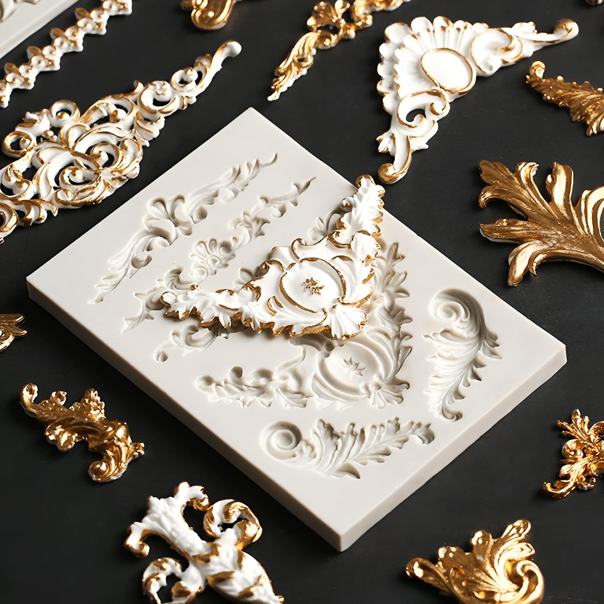 3 Packs Baroque Silicone Molds for Cake Decorating - Scroll Silicone Mold, Clay Molds, Fondant Molds for Wedding, Birthday, and Party Cake Borders - Perfect for DIY Baking, Candy Making, and Home Decor