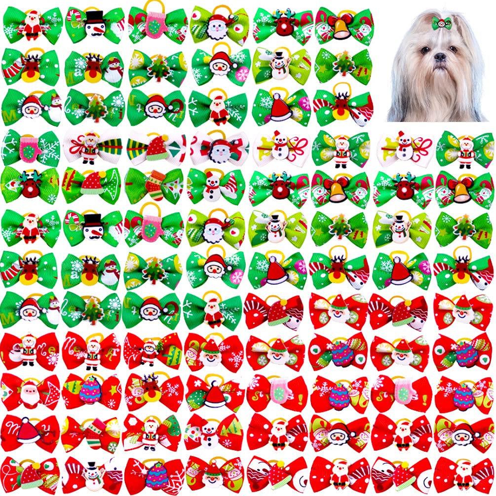 Wepetyo Dog Hair Bows - 50Pcs Colorful Ball Design for Puppy Grooming & Pet Fashion