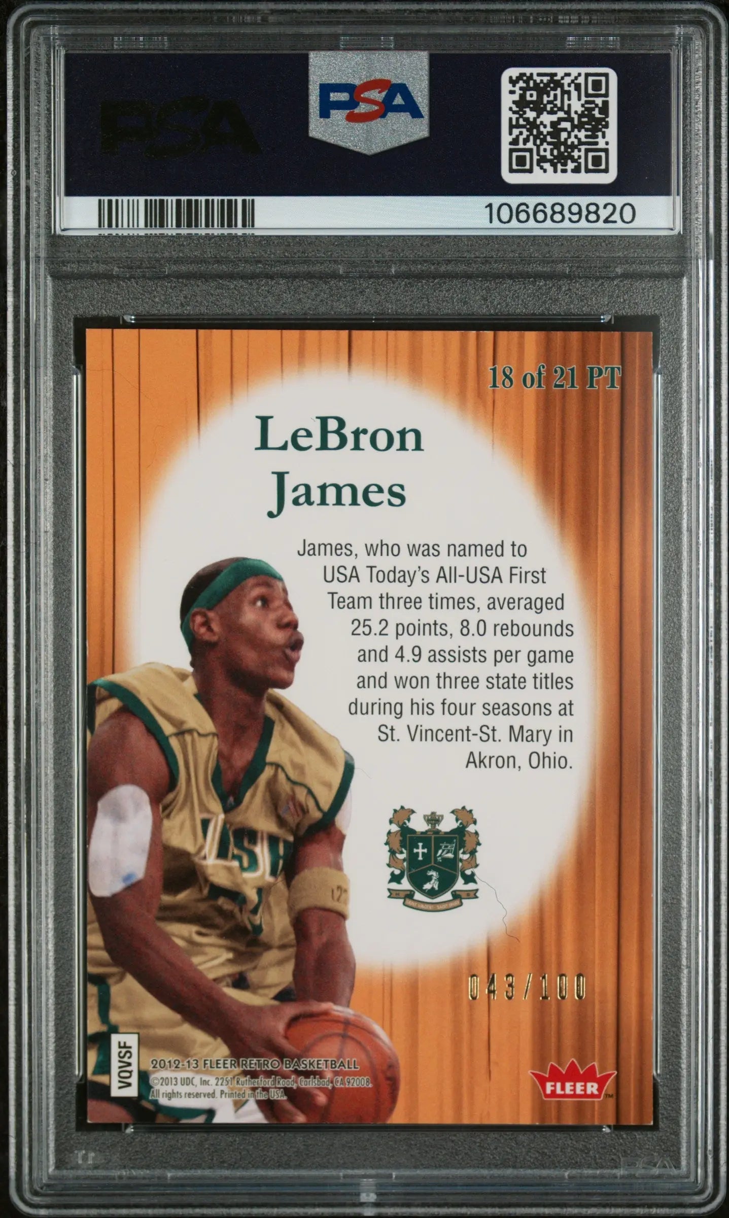 2012 Fleer Retro Basketball LeBron James Playmakers Theatre PSA 8 /100 - Rare Collectible Card for NBA Fans & Memorabilia Collectors - Perfect for Display, Investment, and Basketball Enthusiasts
