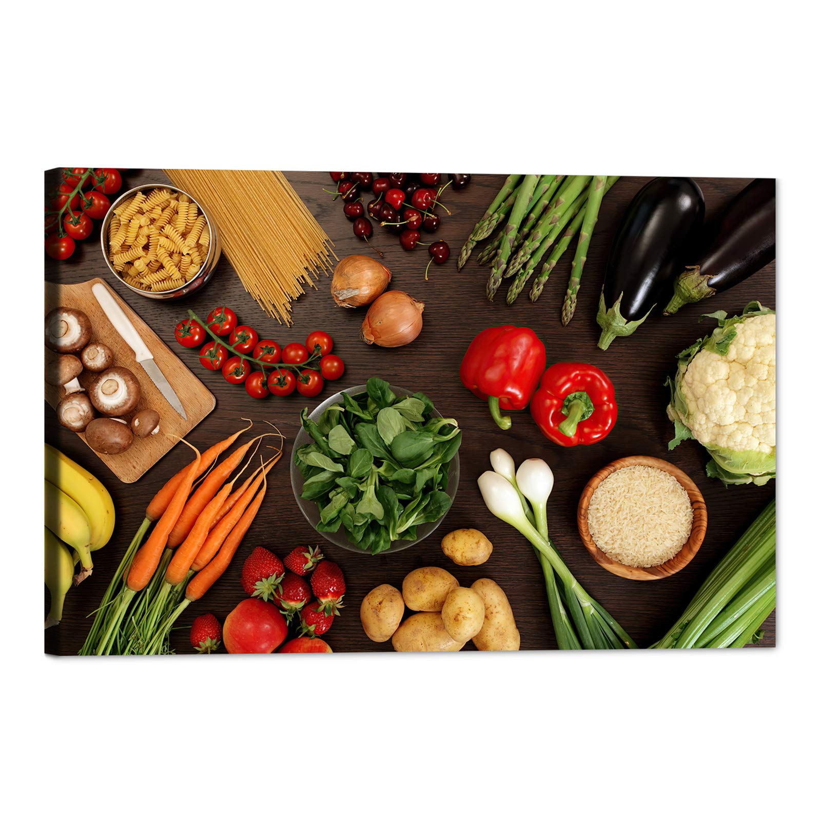 Vegetable Ingredients Canvas Wall Art - 12x18 Inch Framed Kitchen Decor, Ready to Hang Painting for Dining Room, Restaurant & Home Decoration | Perfect for Farmhouse Style Kitchens, Cafés and Culinary Themed Spaces