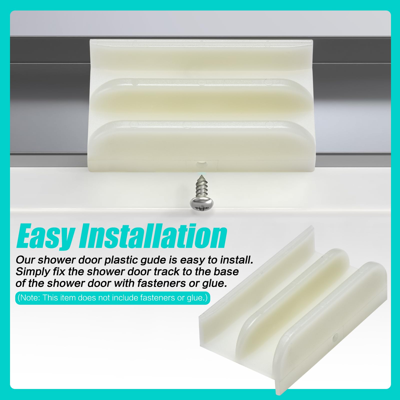 M6219 Sliding Shower Door Bottom Guide - 1/2 Inch Plastic Channel Track for Glass Shower Doors (2 Pack) - Durable Shower Door Hardware for Smooth Sliding & Secure Installation - Perfect for Bathroom Renovation & Shower Enclosure Maintenance