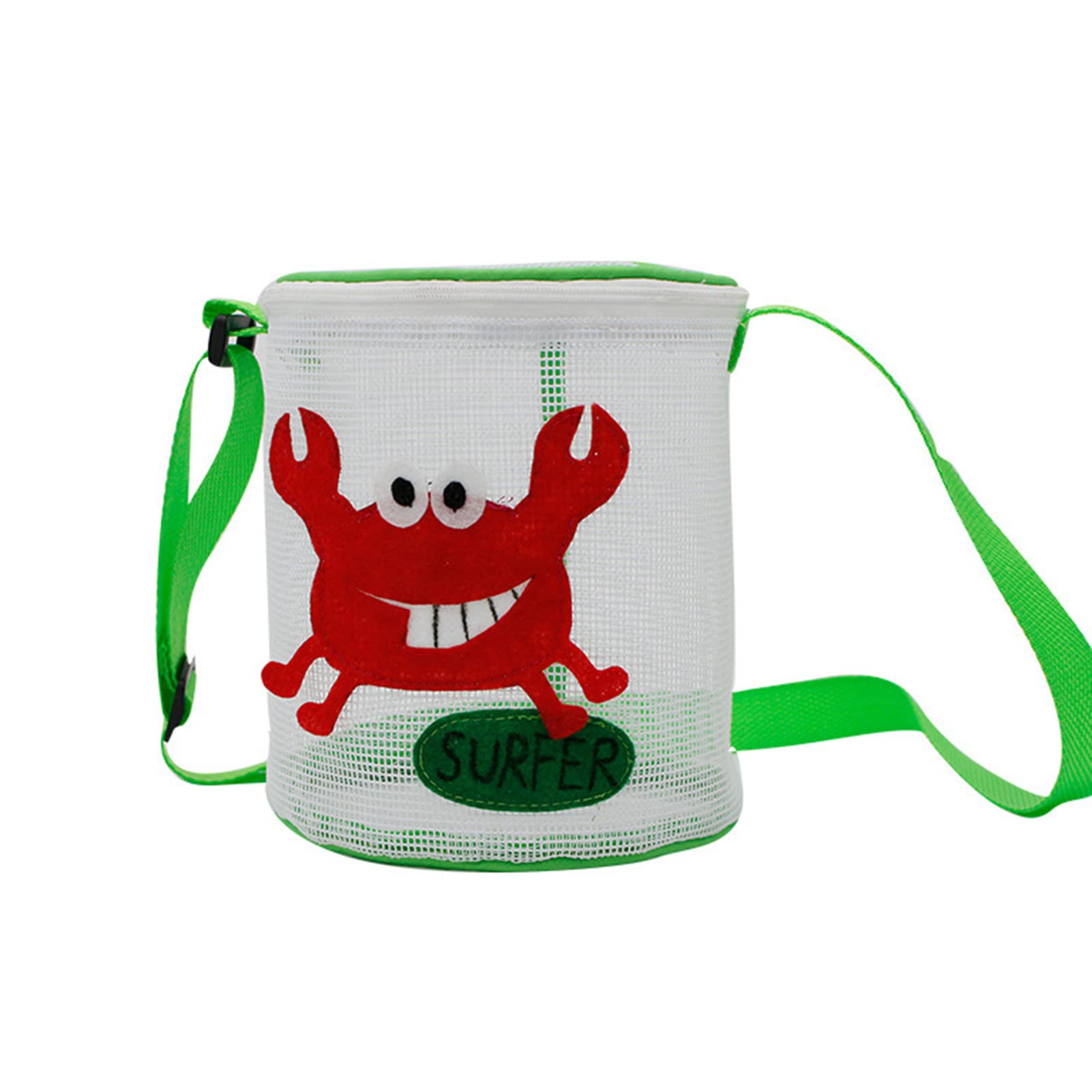 Cartoon Mesh Beach Tote Bag for Kids - Large Sand-Resistant Shell Pattern Toy Organizer | Perfect for Beach Trips, Pool Parties & Outdoor Play (Green)