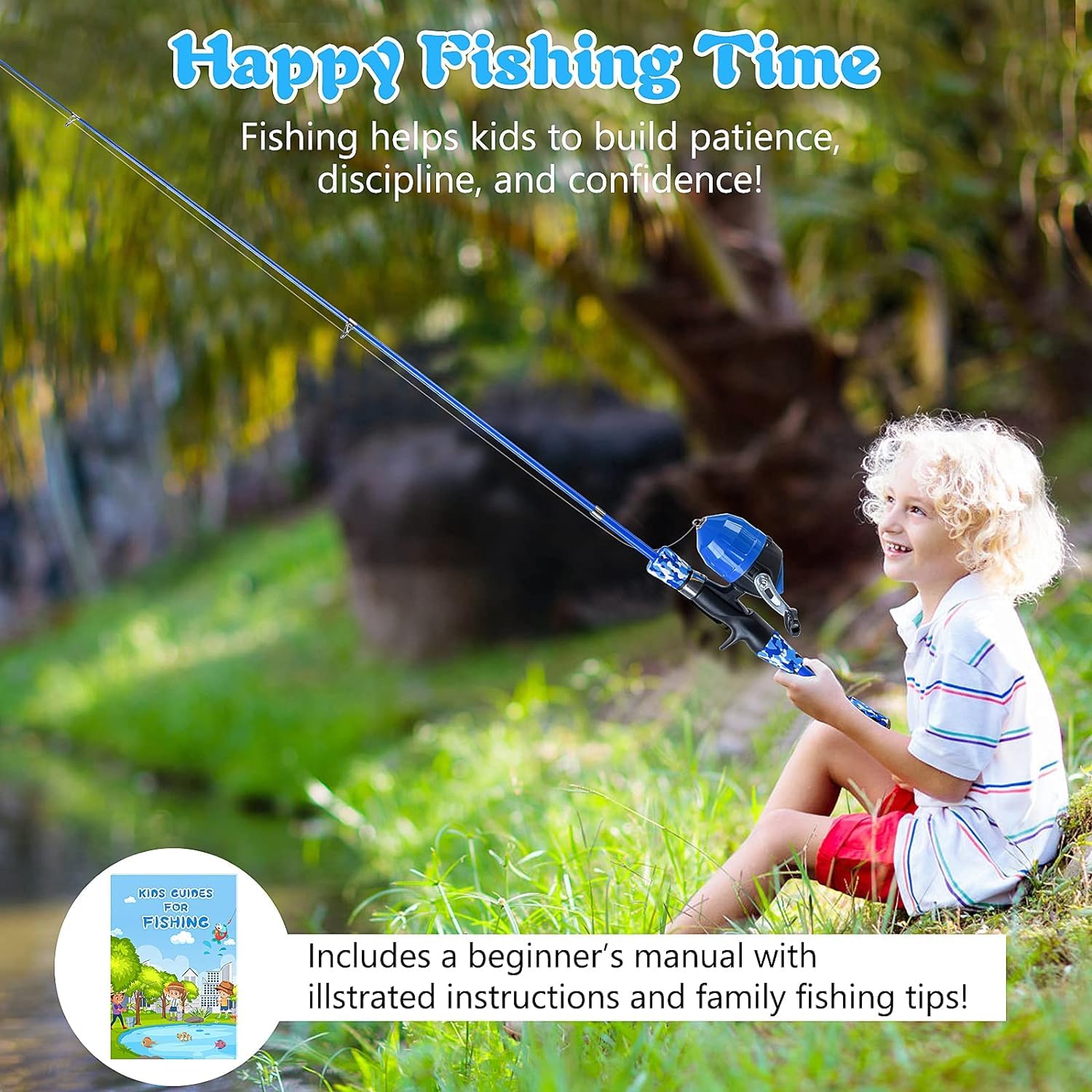 **Milerong Kids Fishing Rod and Reel Combo Kit - Telescopic Portable Fishing Pole for Boys, Girls & Youth with Spincast Reel, Tackles, Lures & Lines - Perfect for Outdoor, Camping & Family Fishing Trips**