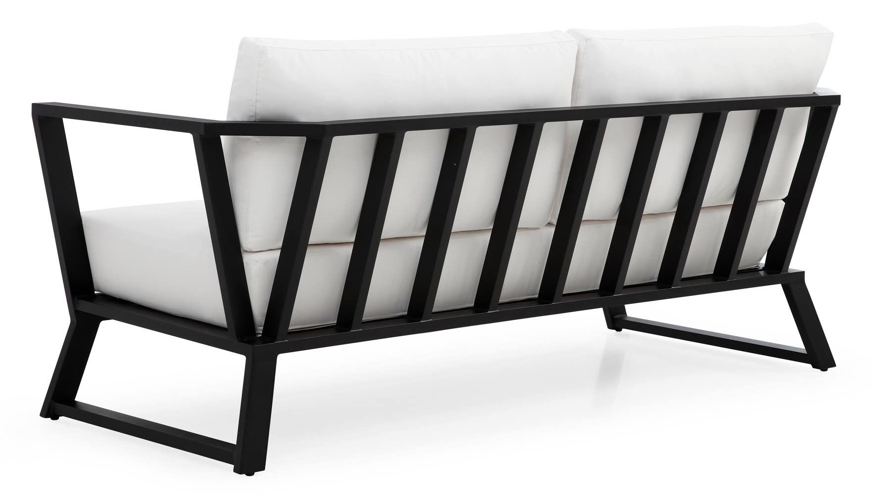 ZURI Modern Outdoor Patio Sofa Set - Stainless Steel Frame with Quick-Dry Cushions (Black/White) - Perfect for Backyard, Poolside & Garden Relaxation