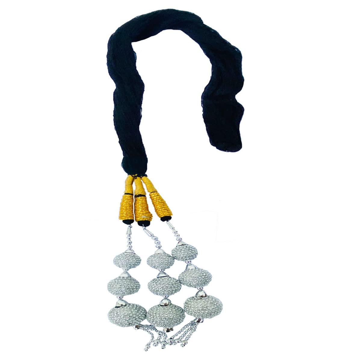VinshBond Fancy Punjabi Paranda Choti Parandi Braid Hair Extension for Women - Silver (1 Piece) | Traditional Indian Hair Accessory for Weddings, Parties & Cultural Events