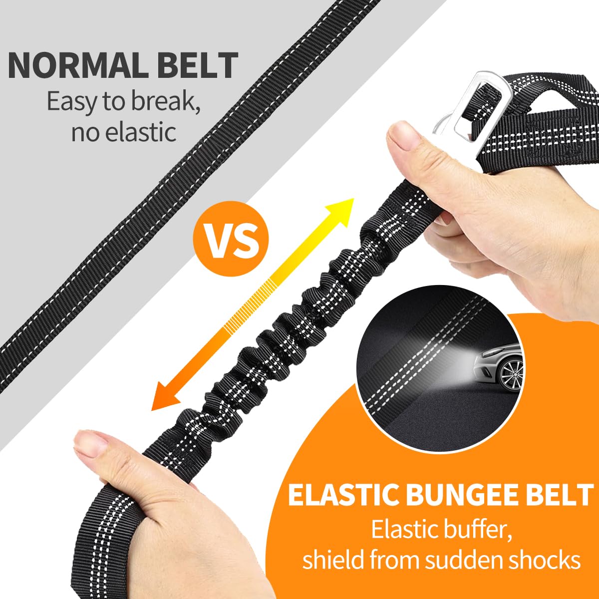 3-Piece Retractable Dog Seat Belt Set - Adjustable Heavy Duty Pet Car Harness for Vehicle Headrest Restraint - Elastic & Durable Safety Belt for Small, Medium & Large Dogs - Perfect for Road Trips, Vet Visits & Daily Car Rides