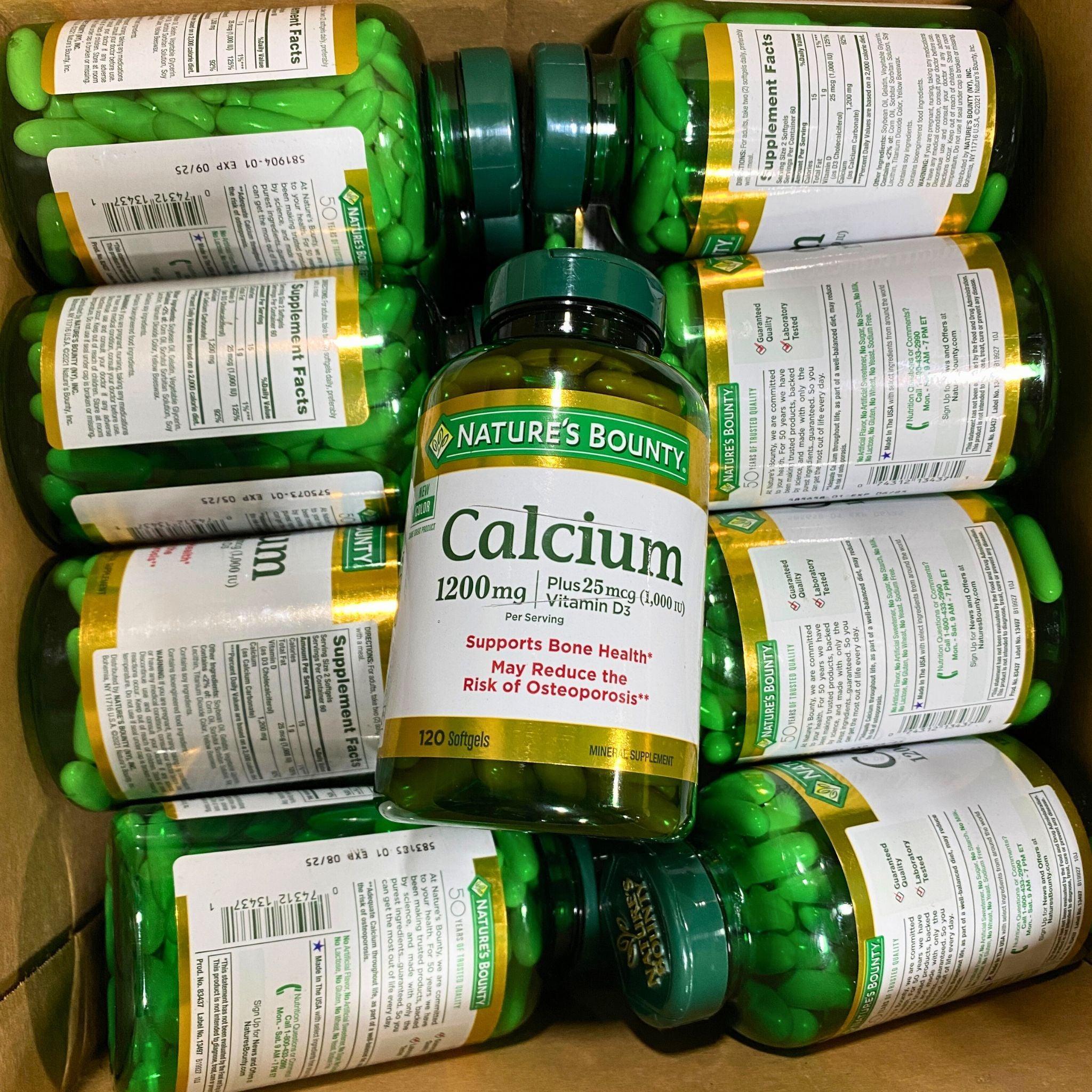 Nature's Bounty Calcium 1200mg with Vitamin D3 25mcg (1000 IU) Supplement - 25 Tablets for Bone Health & Immune Support - Daily Nutrition for Adults & Seniors