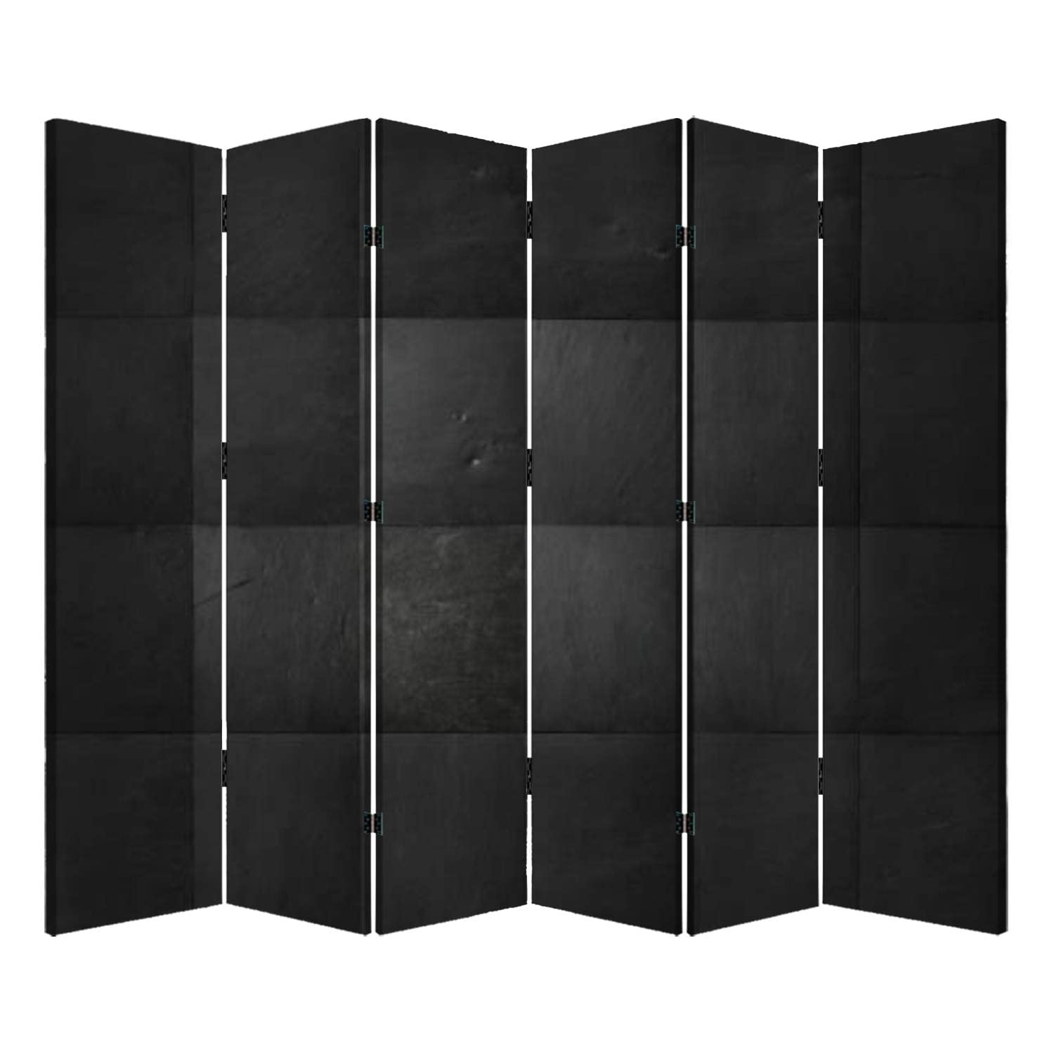 Black Slate Textured 6-Panel Folding Room Divider - Freestanding Privacy Screen for Home, Office & Bedroom - Portable Space Separator for Work, Relaxation & Room Organization