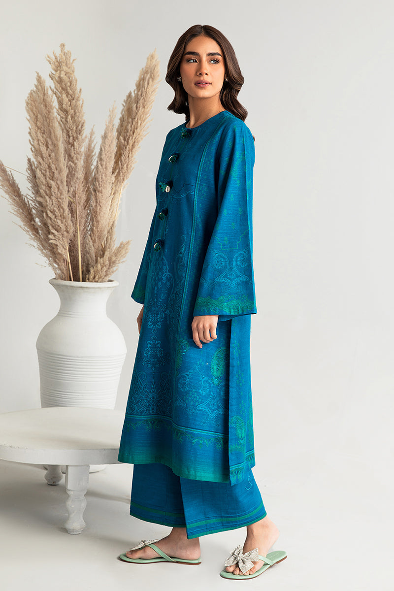Medieval Ornate 2-Piece Khaddar Printed Suit for Women | Traditional Pakistani Ethnic Wear | Perfect for Weddings, Festivals & Cultural Events