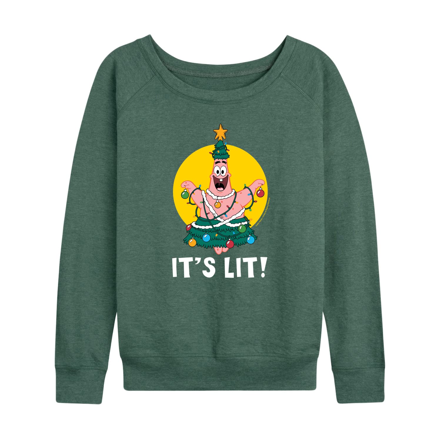 SpongeBob SquarePants Patrick It's Lit Women's Lightweight French Terry Pullover Hoodie | Soft Casual Sweatshirt for Women | Perfect for Lounge Wear, Anime Cosplay & Cartoon Fan Gifts
