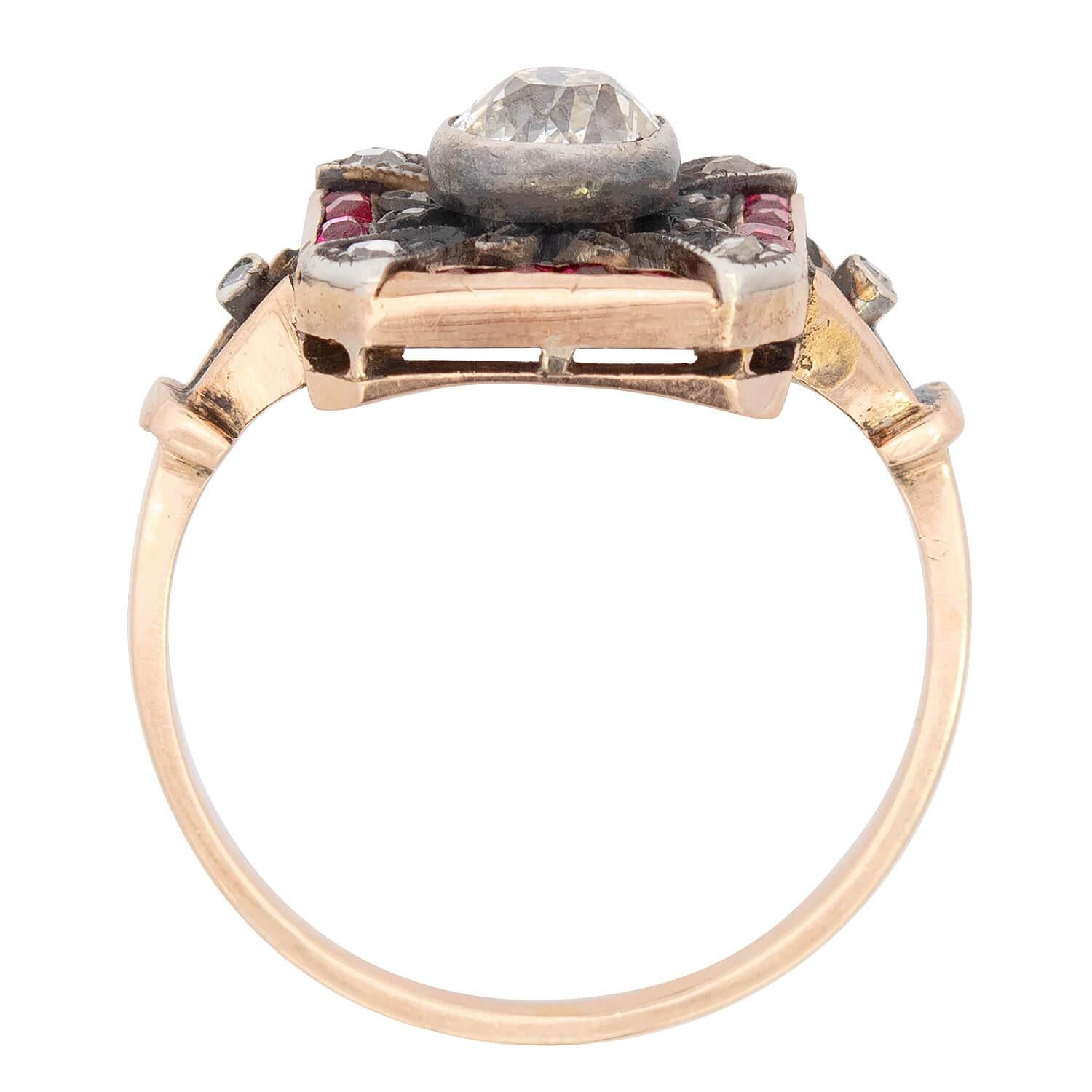 14K Sterling Silver Edwardian Style Diamond & Ruby Ring - Vintage Elegance for Weddings, Anniversaries & Special Occasions