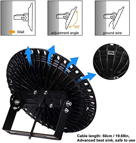 200W UFO LED High Bay Lights 20000LM, 6000K-6500K Daylight White Ultra Thin Shop Lighting for Warehouse, Garage, Barn, Workshop, Gym, Factory, Supermarket, Stadium
