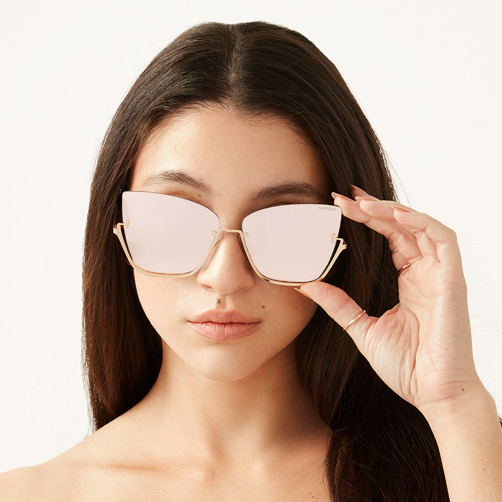 Vixen Rose Gold Frame & Lens Metal Cat Eye Sunglasses for Women - Stylish UV Protection Shades for Beach, Driving & Outdoor Fashion