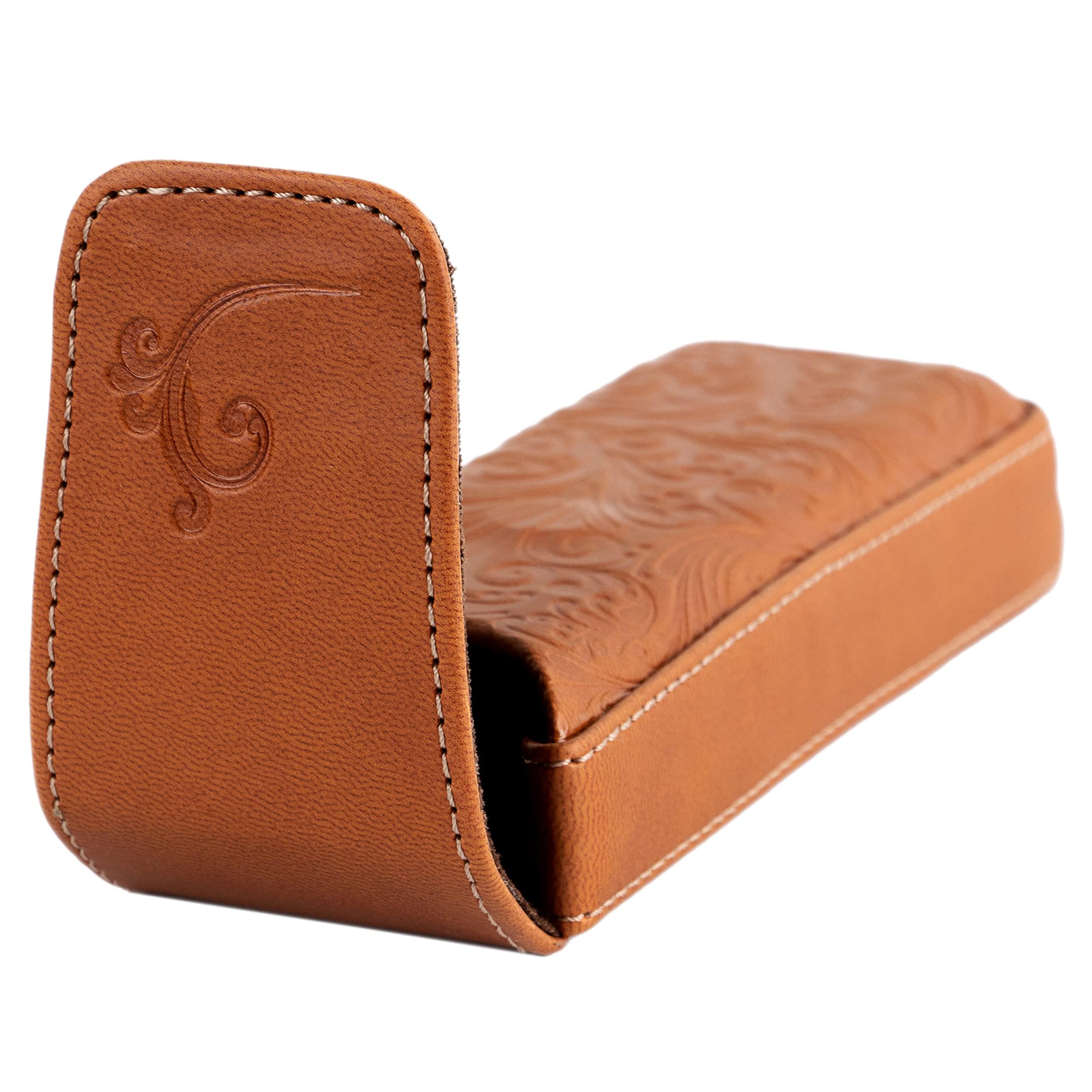 **Brown PU Leather Hard Eyeglass Case for Women - Classic Style Reading Glasses Holder & Spectacles Box - Perfect for Travel, Office, and Daily Protection**
