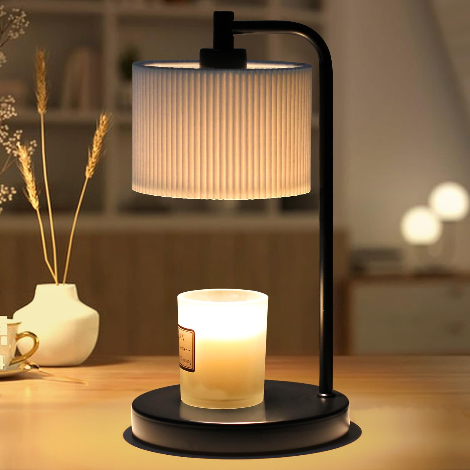 Dimmable Candle Warmer Lamp with Timer - Wax Melter for Jar Candles, Includes Replacement Bulbs - Elegant Home Decor, Perfect Housewarming & Christmas Gift (Black) - Ideal for Aromatherapy, Relaxation, and Creating Cozy Ambiance