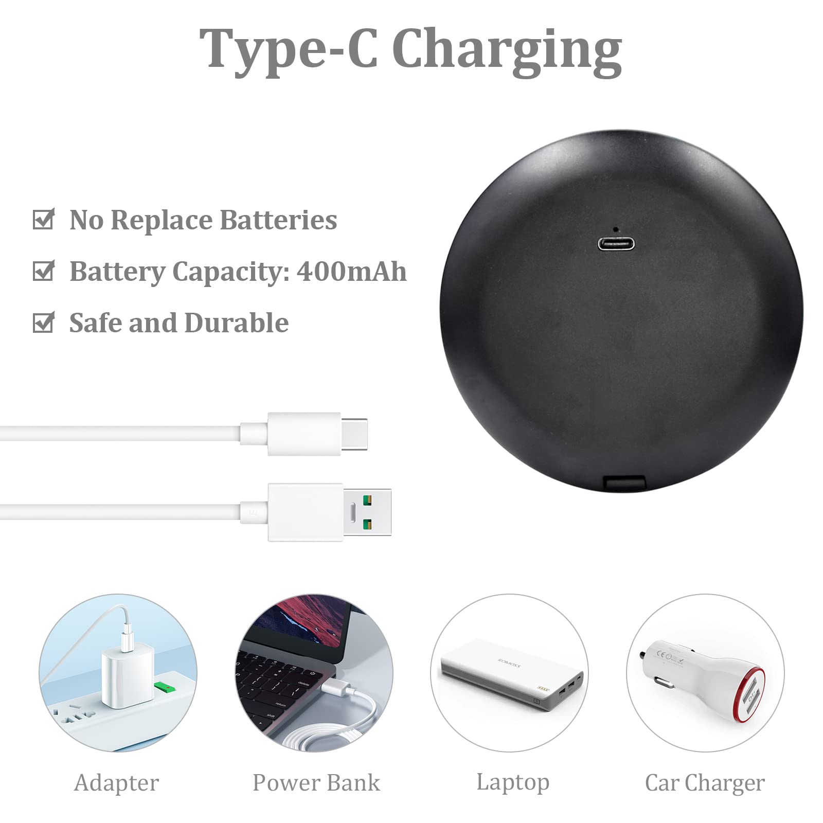 Kintion Rechargeable LED Compact Mirror with 1X/10X Magnification - Portable Folding Travel Makeup Mirror for Women, 2-Sided Handheld Round Purse Mirror with Light - Perfect for Home, Travel, and On-the-Go Touch Ups (Black)