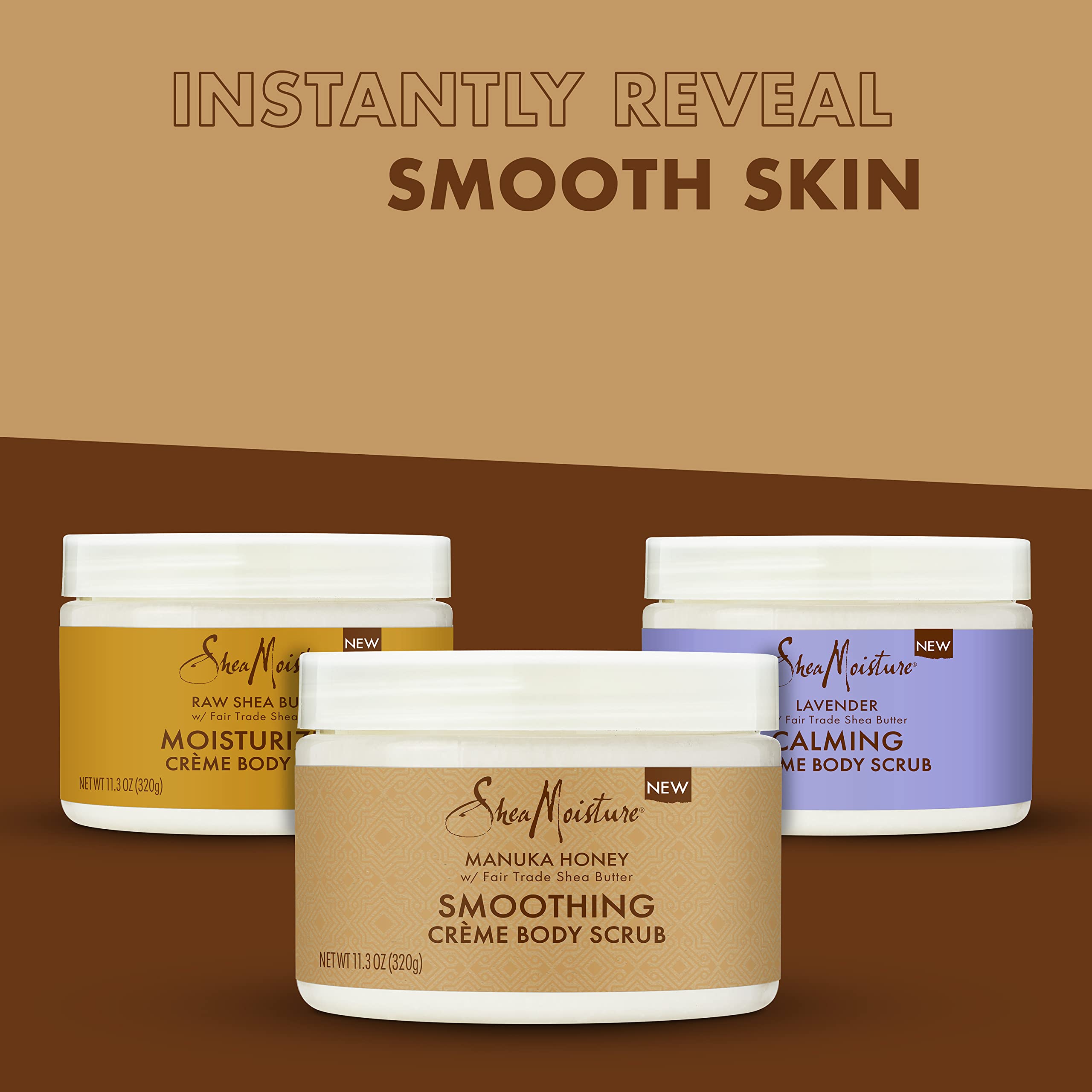 **SheaMoisture Manuka Honey & Fair Trade Shea Butter Body Scrub – Exfoliating & Smoothing for Rough Skin – 11.3 oz – Perfect for Dry Skin Care & Post-Workout Refresh**