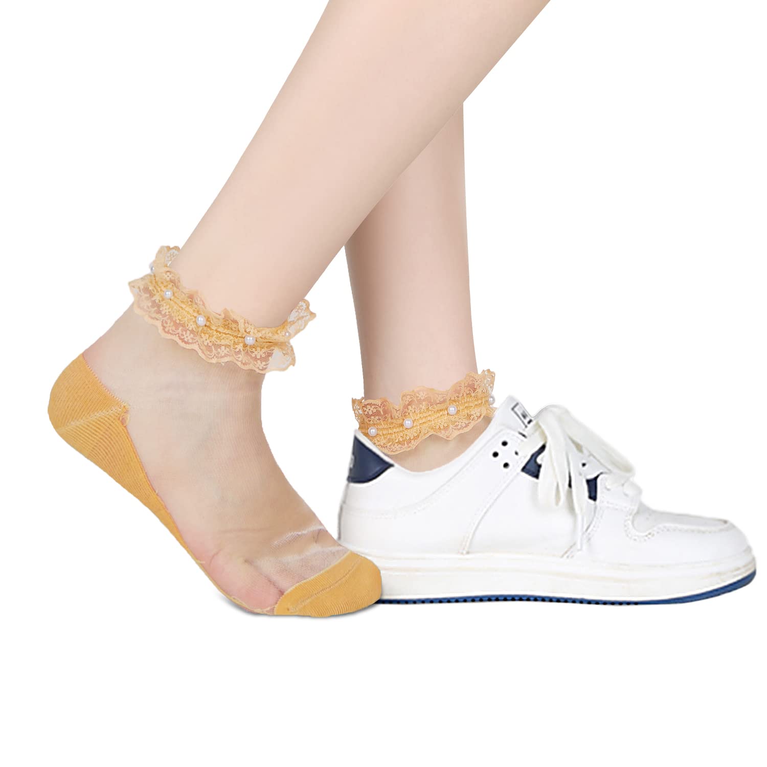 Violet Mist Women's Mesh Sheer Ankle Socks - Ultra Thin Transparent See-Through Nylon Socks for Summer - Perfect for Casual Wear, Office, and Fashion Outfits